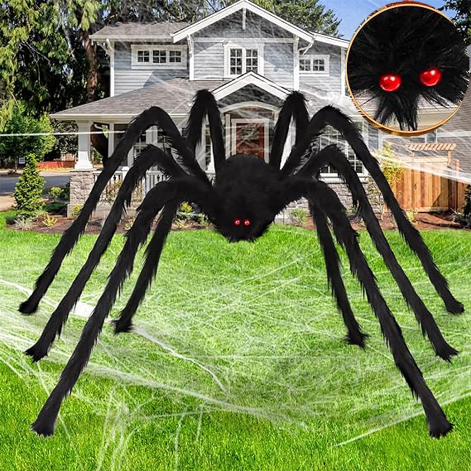 Doeunner 4.1 Ft Giant Halloween Spider - Scary Fake Large Hairy Spider Decorations for Outdoor Yard Creepy Decor
