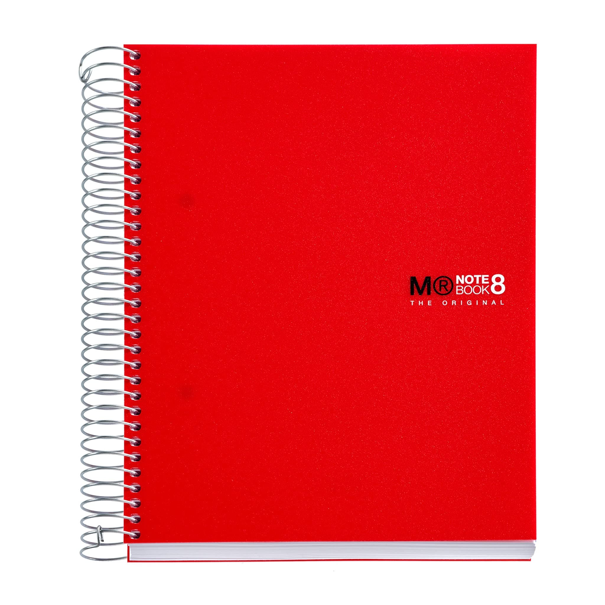 Miquelrius 8 Subject Spiral Notebook, College Ruled, Red (6.5" x 8")