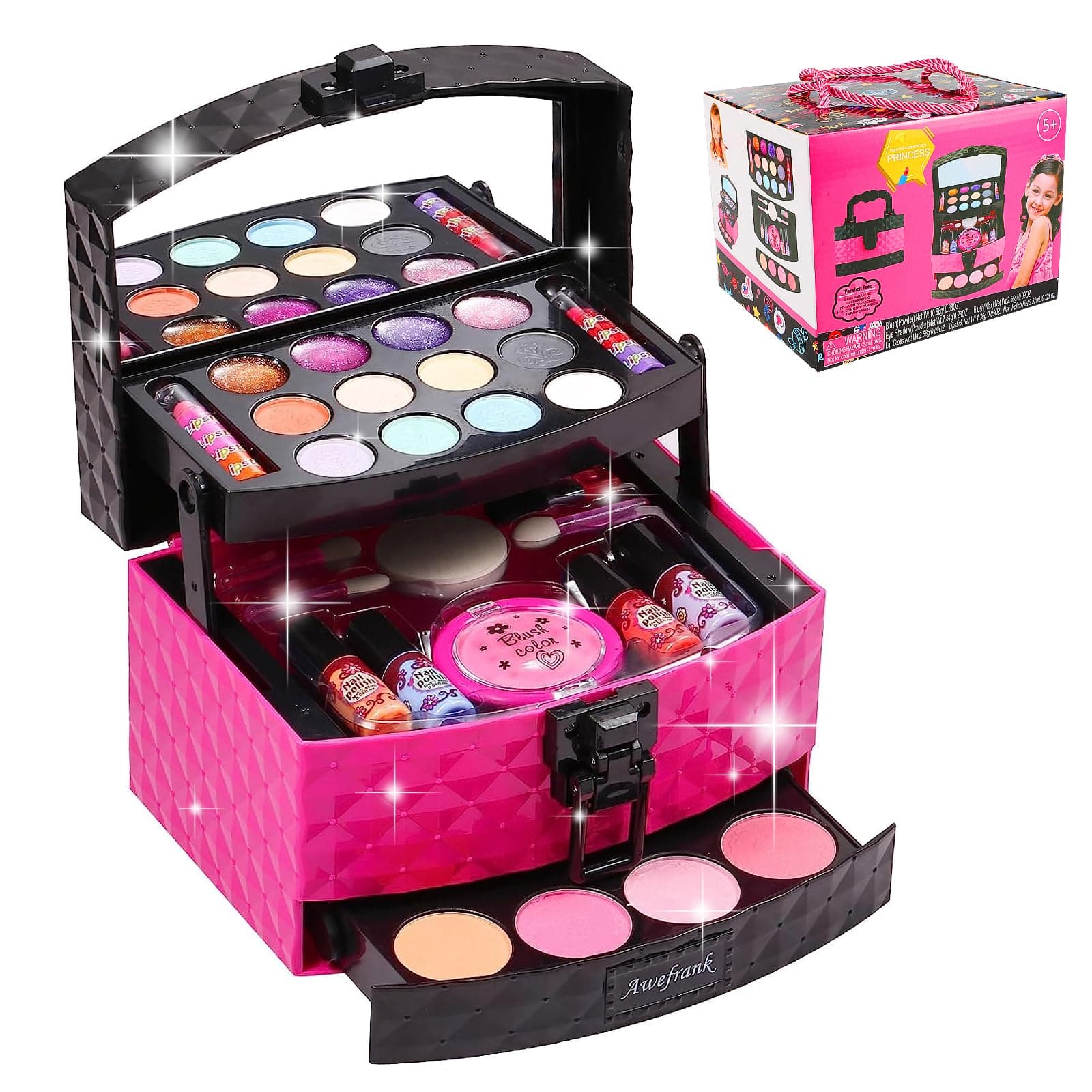 Kids Makeup Kit for Girls Toys, Toddler Makeup Set, Real Safe & Non-Toxic & Washable for Endless Fun and Creativity, Perfect Princess Gift & Valentines Day Gifts for Ages 3-12