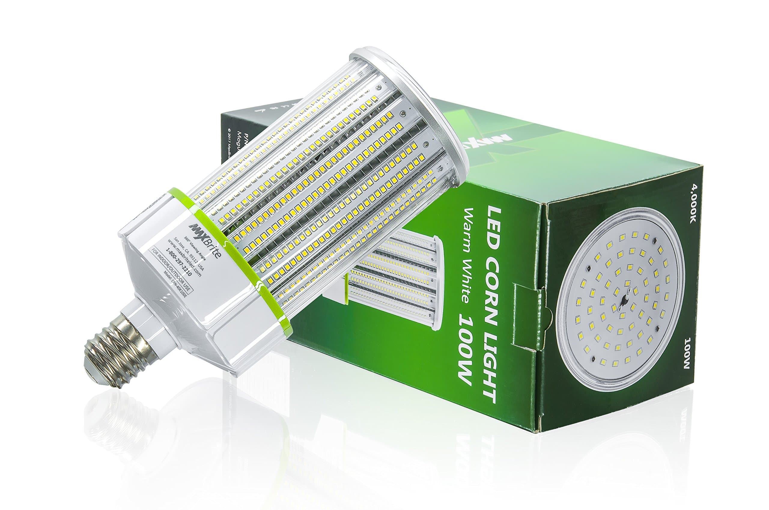 100W LED Corn Light Bulb 4000K Replaces 700W, 11,500 lumens Mogul Base E39, 100-277V AC UL/cUL DLC