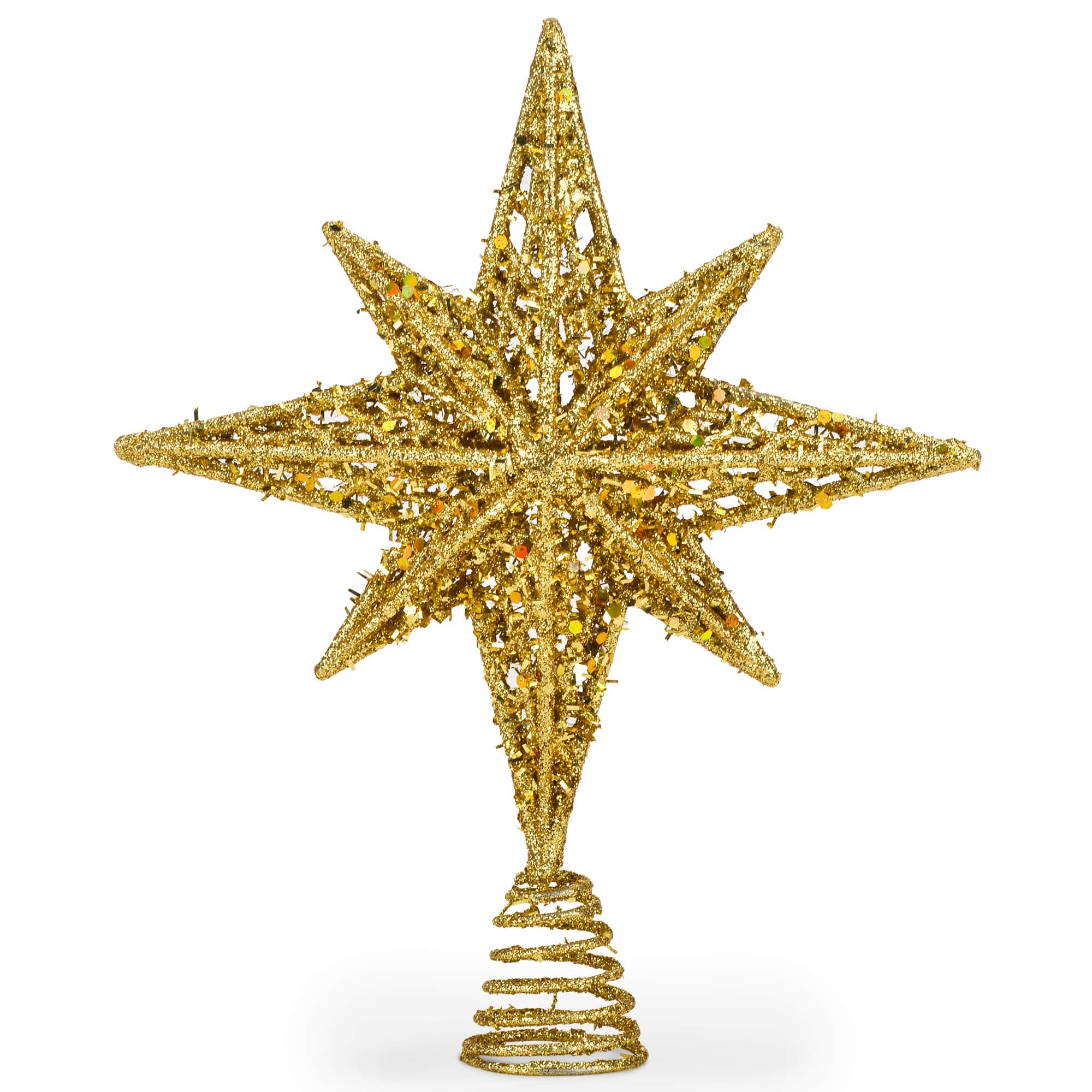 8 Inch Bethlehem Glitter Gold Star Christmas Tree Topper | Christmas Tree Toppers | Christmas Star Tree Topper | Rustic Tree Toppers Christmas Decorations | Christmas Tree Topper Star For 3-6 ft Trees