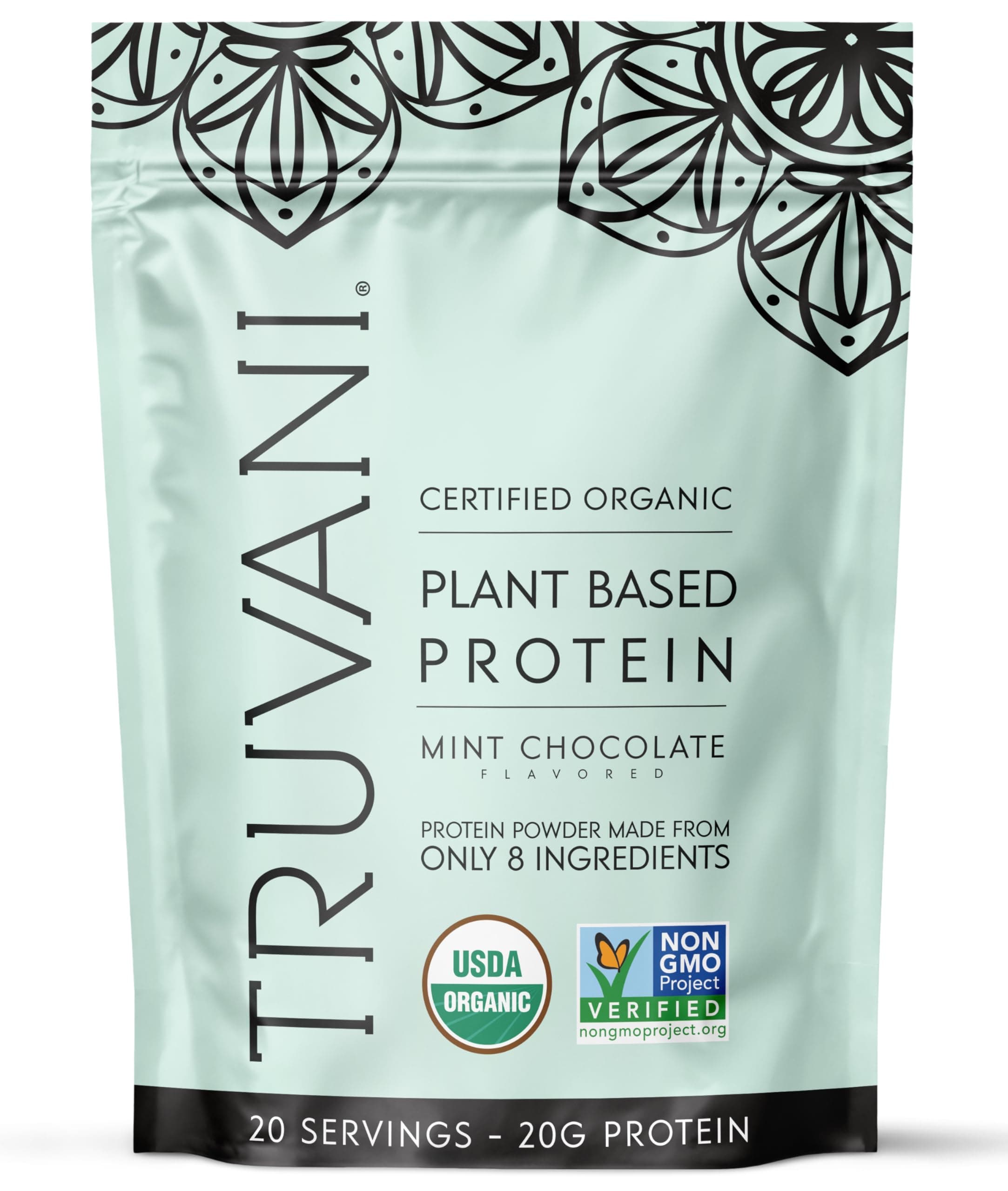 Truvani Vegan Pea Protein Powder | Mint Chocolate | 20g Organic Plant Based Protein Per Serving | 20 Servings | Keto | Gluten & Dairy Free | Low Carb | No Added Sugar