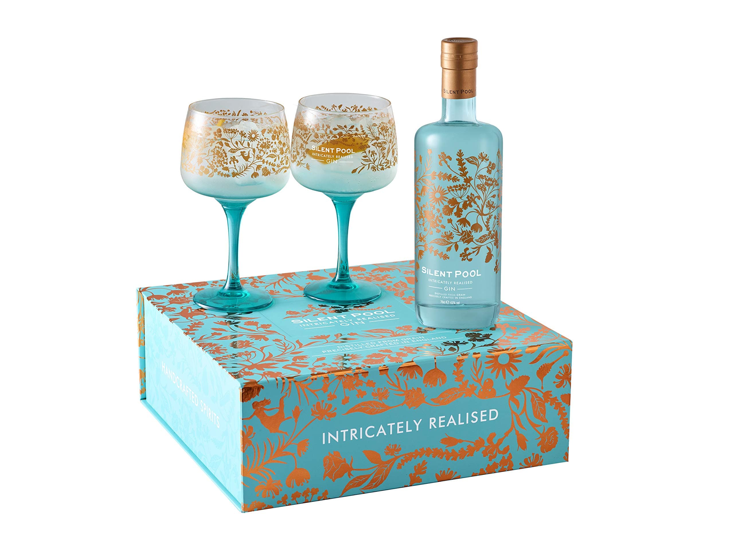 – Ultra Premium London Dry Gin Gift Box With 2 Copa Glasses - Award-Winning - Layered, Fragrant, Balanced - To Enjoy Over Ice - Couple Ultimate Gin Gift - 43% ABV - 70 cl