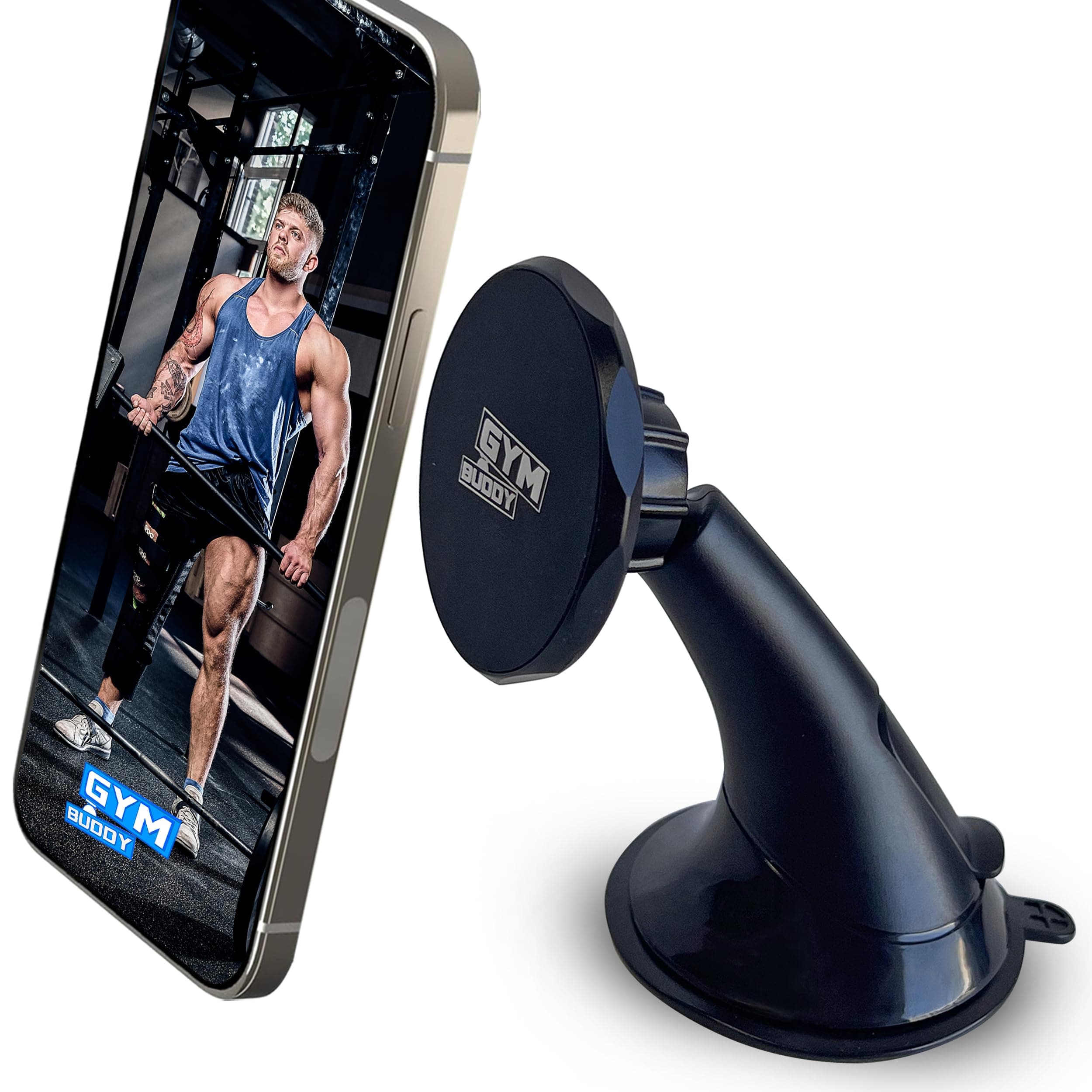 Gym BuddyUniversal Magnetic Car Mount - Extra Strong Suction Cup Phone Holder - Portable Electronic Device Mount