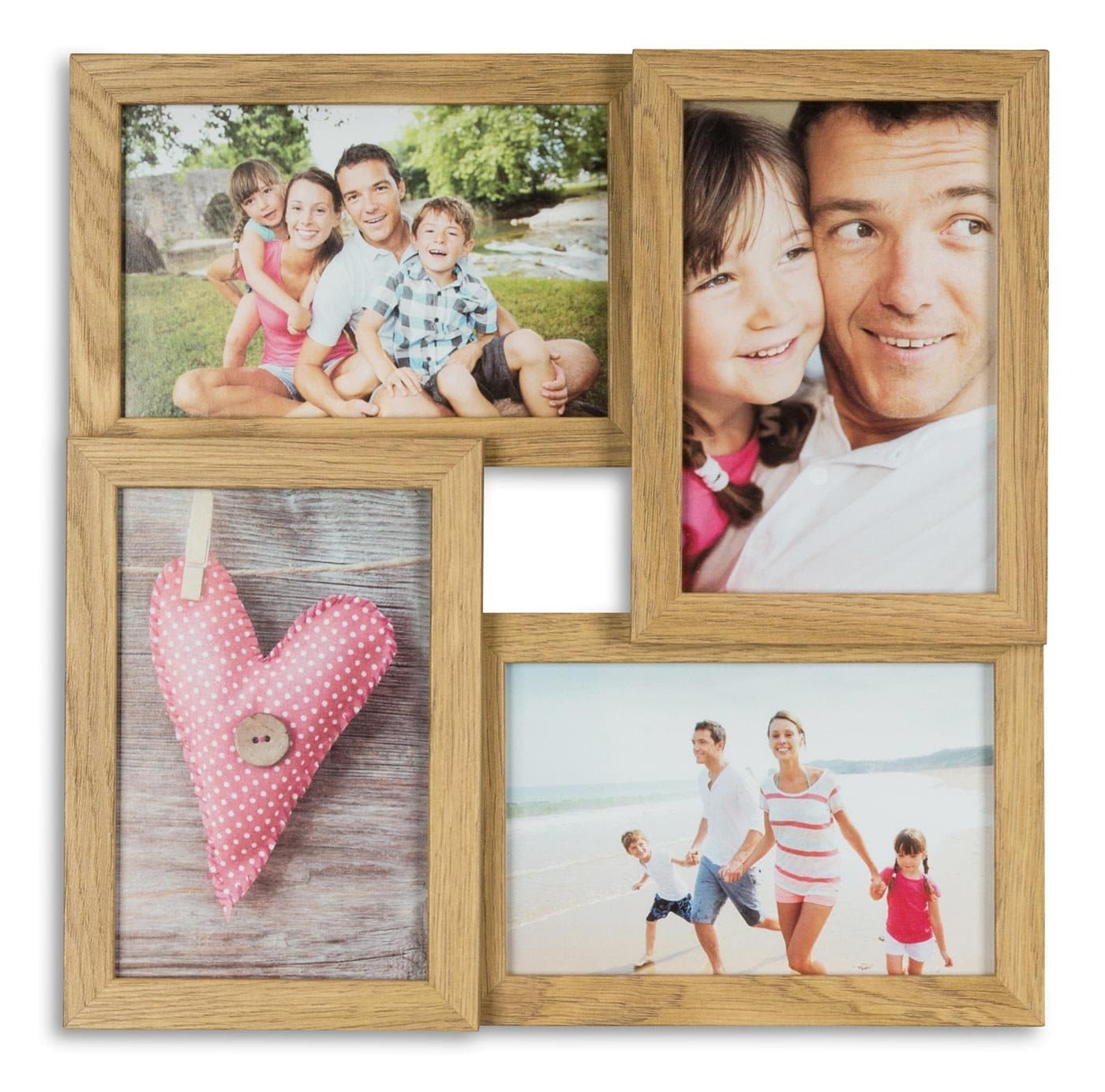 Levandeo Wooden Photo Frame, Colour: Natural Brown Oak, High-Quality Finish for 12 Photos (10 x 15 cm) with Glass Panels - Landscape and Portrait Photo Gallery / Photo Collage / Pictures / Photo Frame, oak, 4 Fotos - 10x15