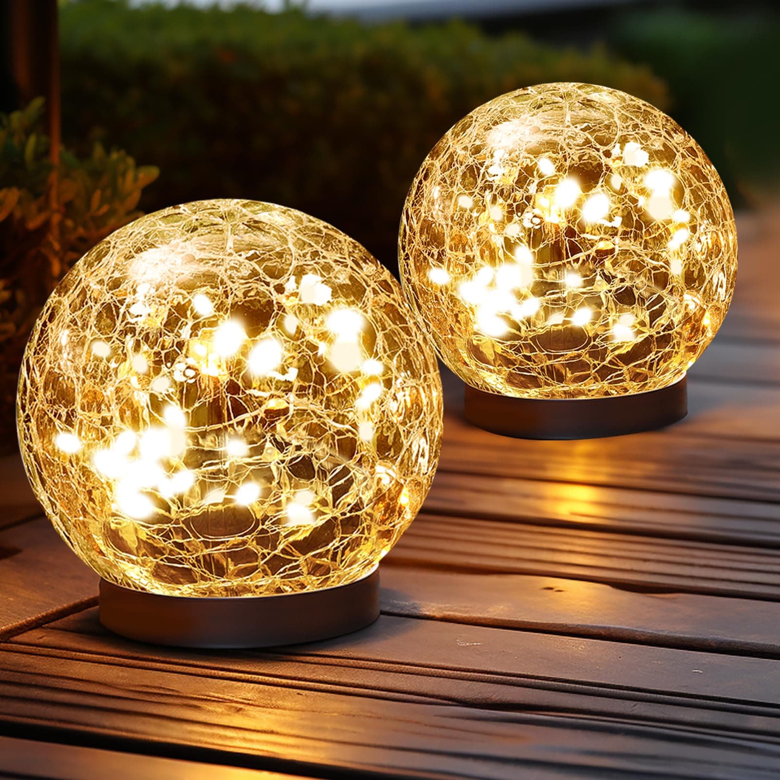 Solar Globe Lights Outdoor Waterproof Solar Ball Cracked Glass Ball Solar Lights Outdoor Solar Orb Outdoor Decor Patio Garden Lawn Backyard Decor