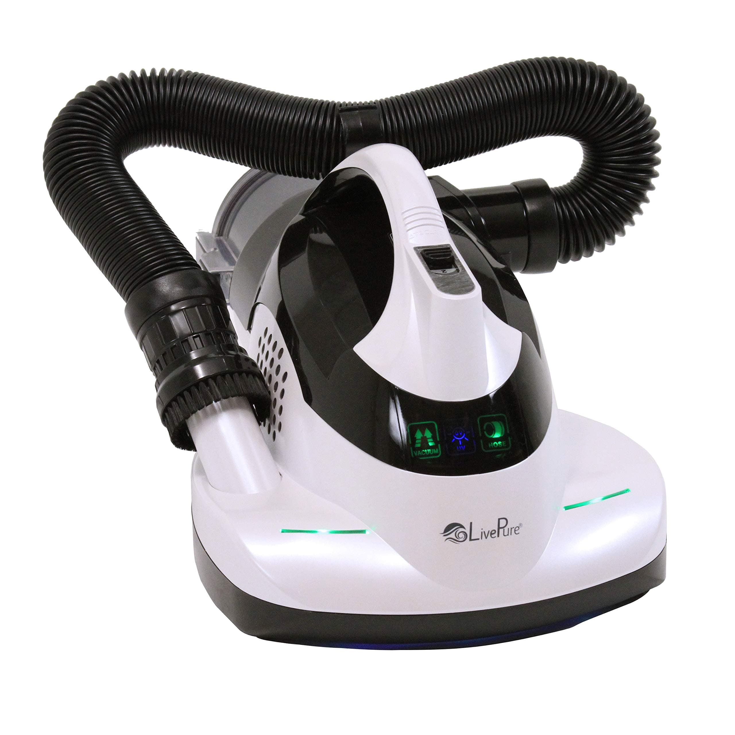 LivePure Ultramite UVC HEPA Allergen Vacuum & Fabric Sanitizer Effectively Removes Dust Mites, Bacteria, Viruses on Bedding, Mattress, Furniture, Upholstery, White