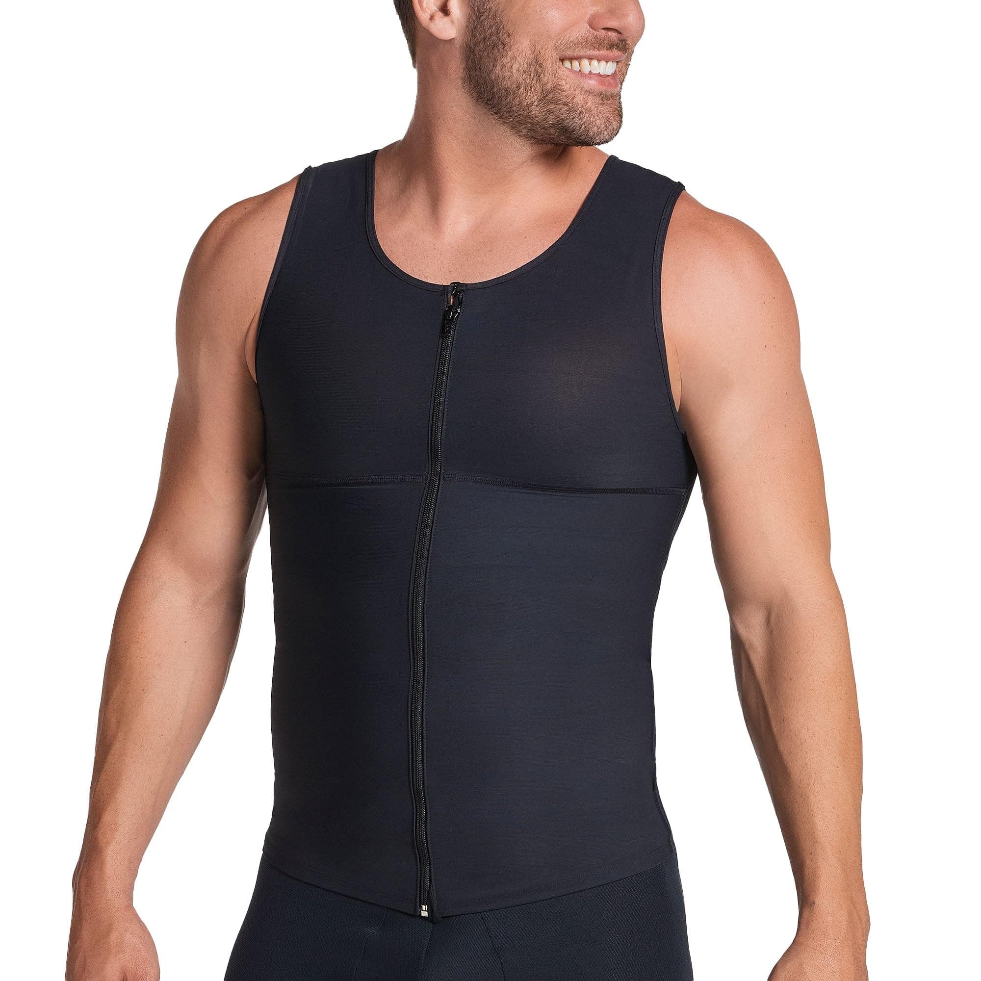 Leo Mens Shapewear Tummy Control Compression Vest for Men – Body Shaper Undershirt, Back Support & Posture Corrector