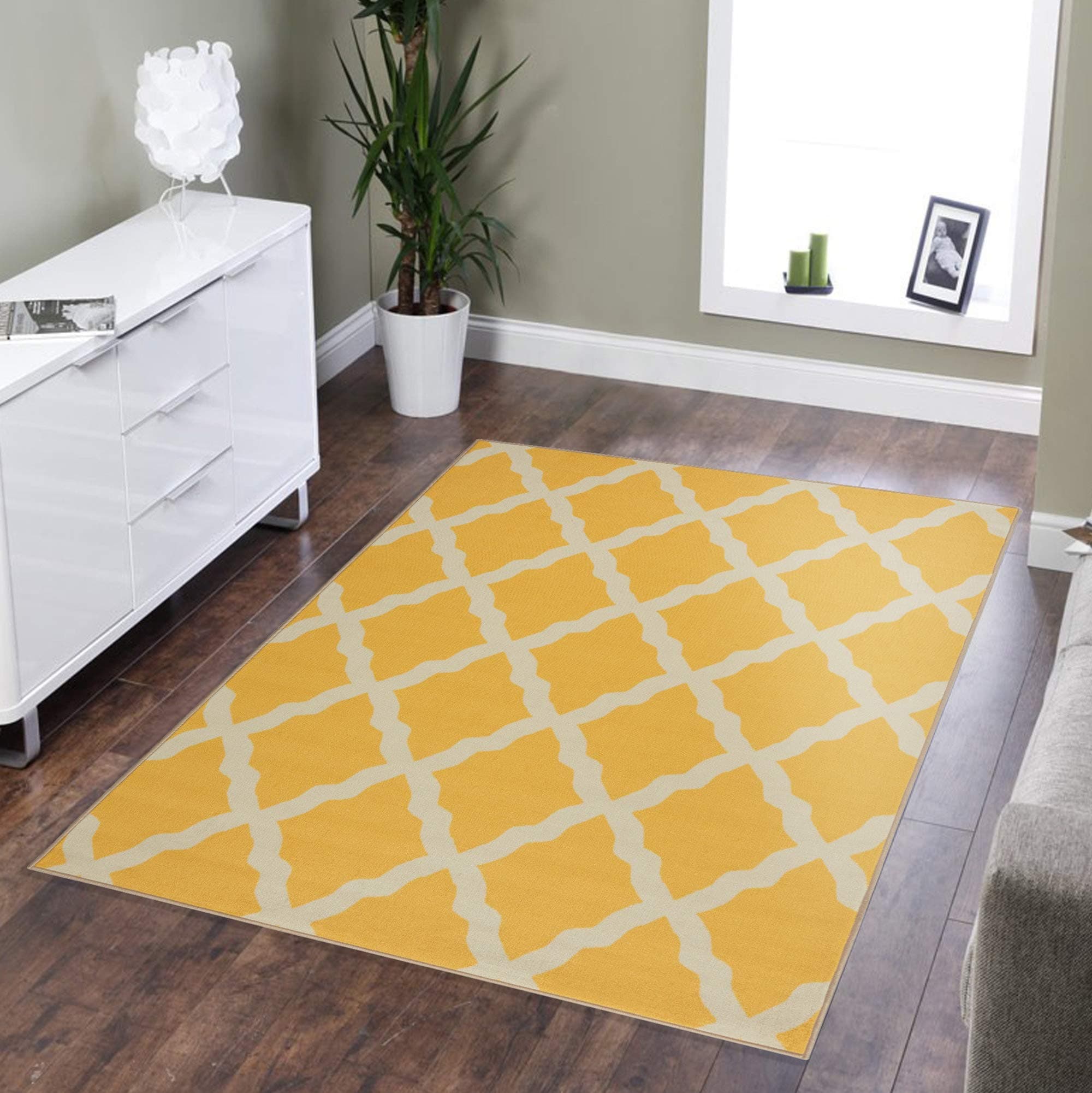 Silk Road Concepts Collection Contemporary Rugs, 5' x 6'6", Yellow