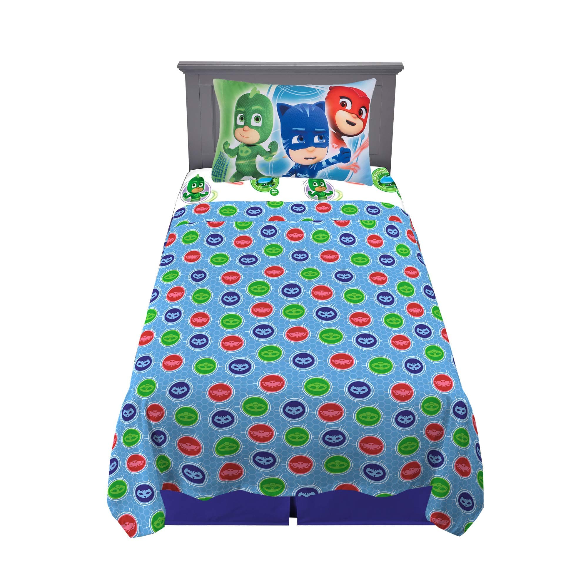 Kids Bedding Super Soft Microfiber Sheet Set, (3 Piece) Twin Size, PJ Masks, MA7908
