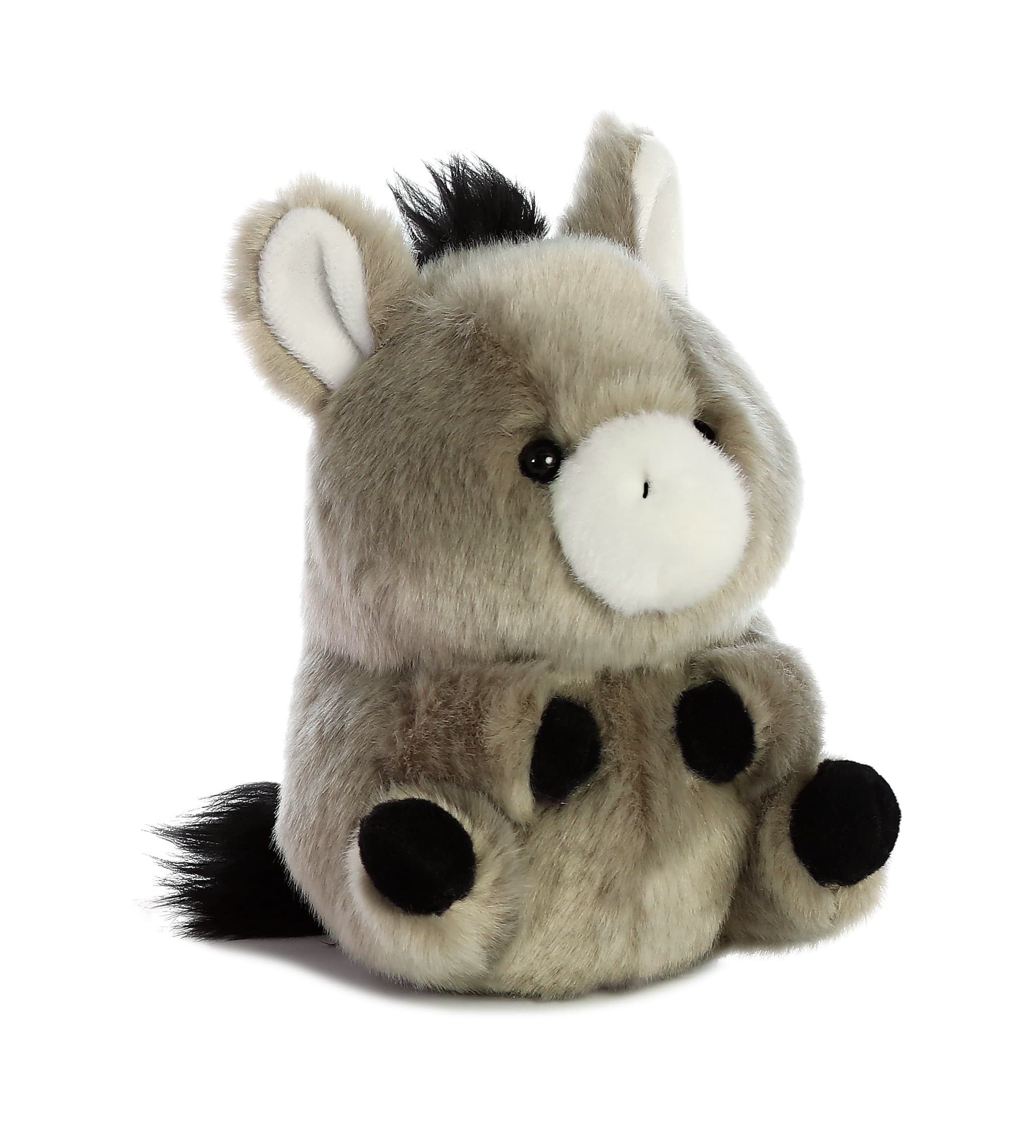 Aurora® Round Rolly Pet™ Bray Donkey™ Stuffed Animal - Adorable Companions - On-The-Go Fun - Gray 5 Inches