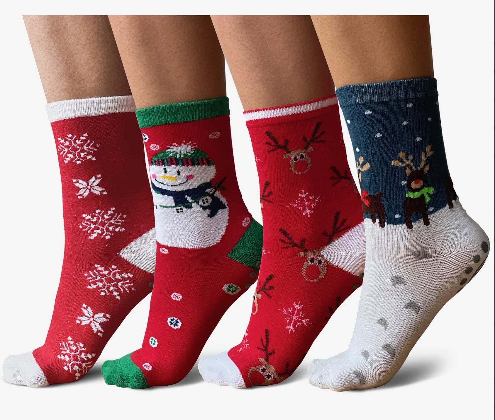 Holiday Grip Non Slip Socks Pack of 4 Skid Yoga Pilates Barre Bikram Hospital for Women