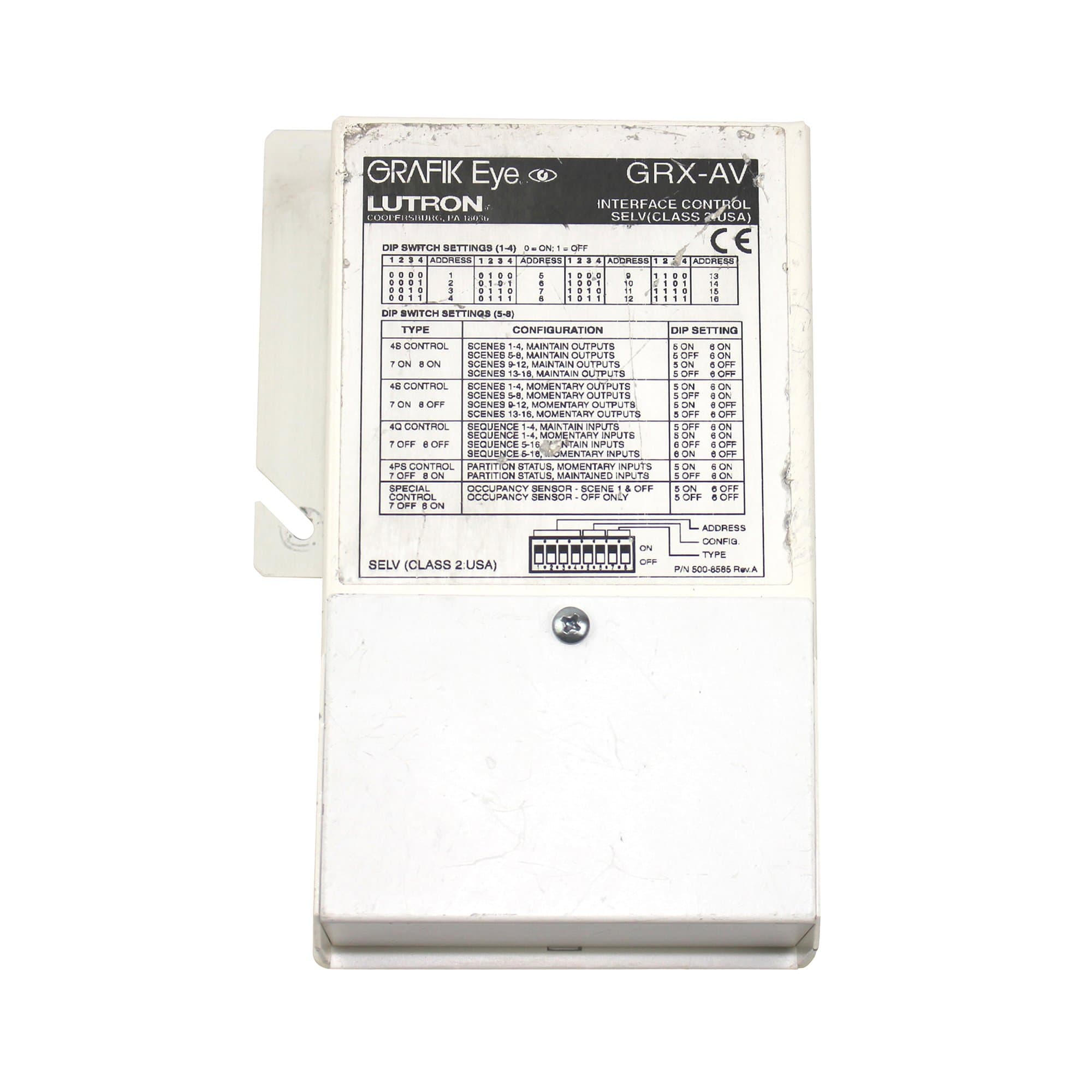 LUTRON GRX-AV CONTACT CLOSURE INTERFACE FOR GRAFIK EYE 3000 SERIES