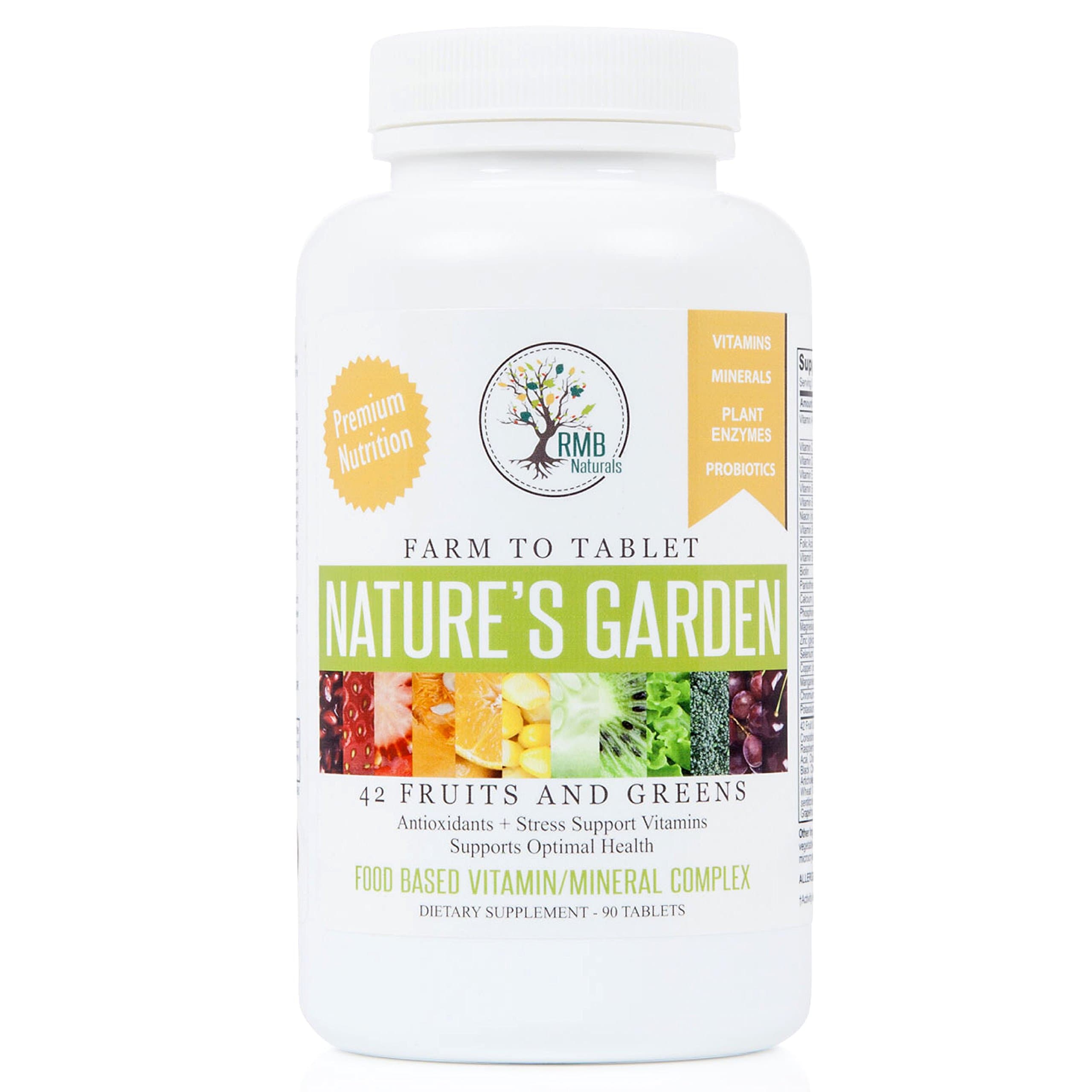 Daily Multivitamin, for Women & for Men - Nature's Garden - Premium Greens + B12, Best Non GMO Nutrition for Wellness & Immune Health RMB Naturals. 90 tabs