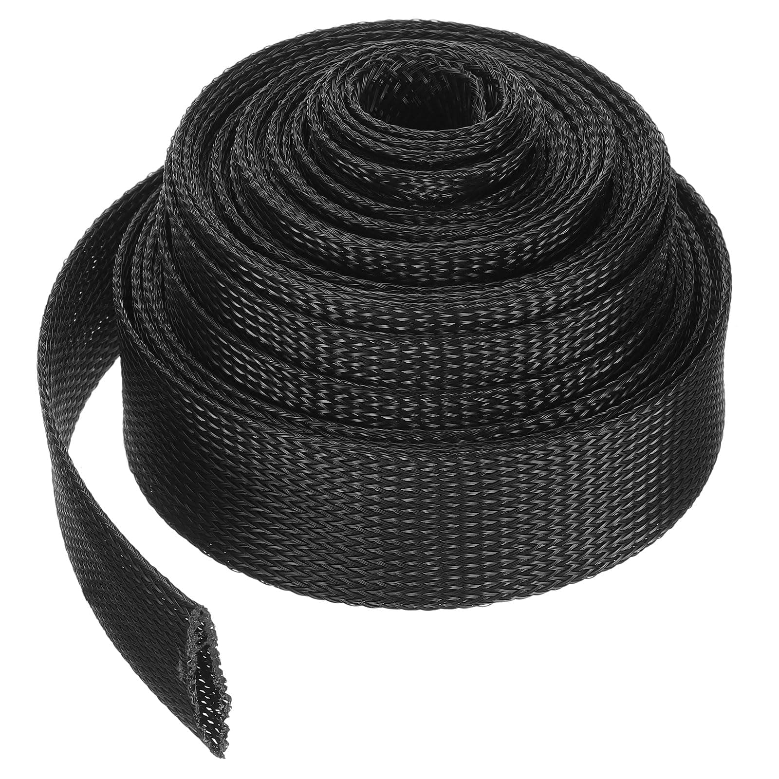 UXCell Cable Sleeving, 1.5 Inch - 25ft PET Braided Cable Sleeve, Expandable for TV/Computer/Home Theater/Other Devices - Black