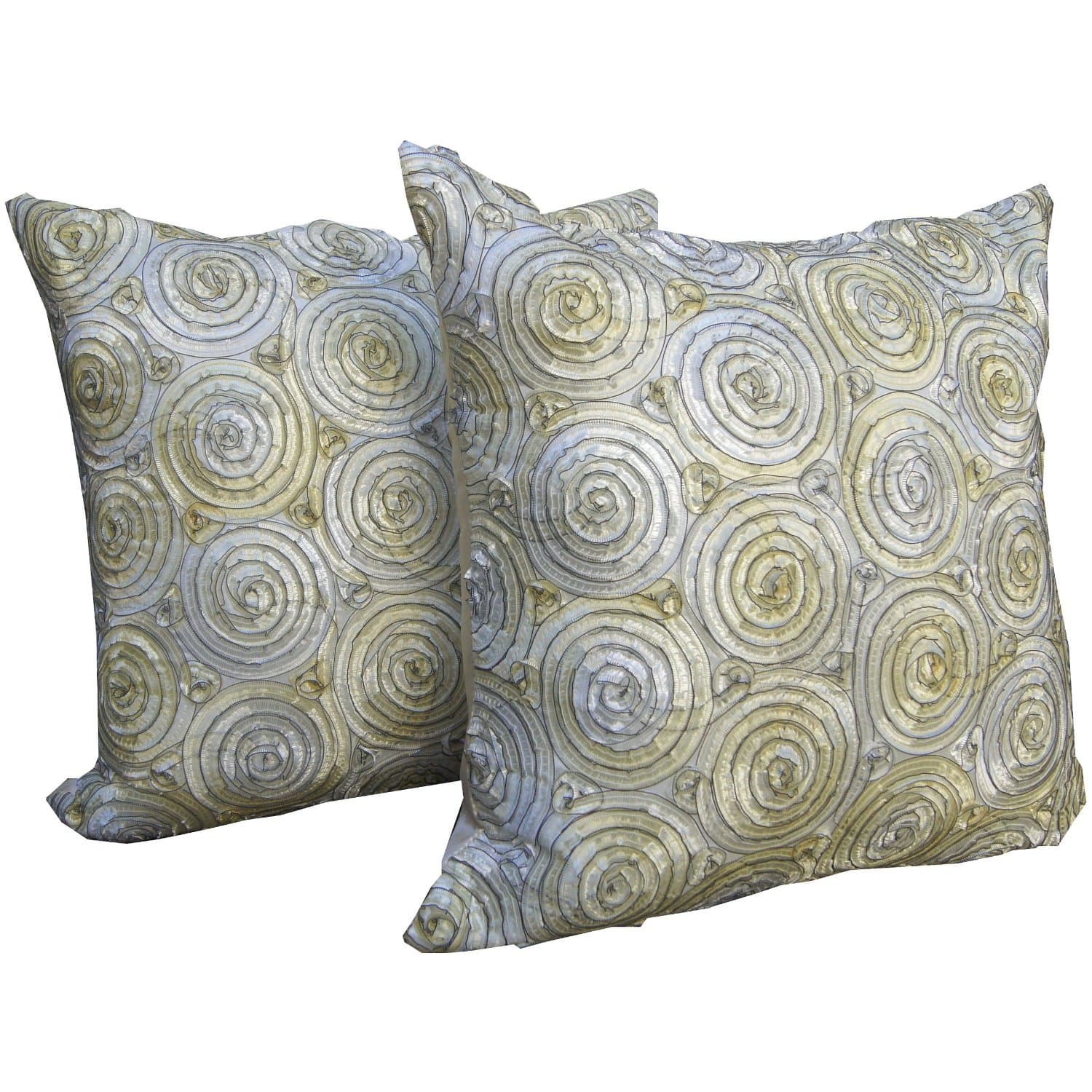 A pair of Beautiful Thai Silk Pillow Covers for decorate Living Room, Bed Room, Sofa, Car / Size 16 X 16 Inches Code 3057