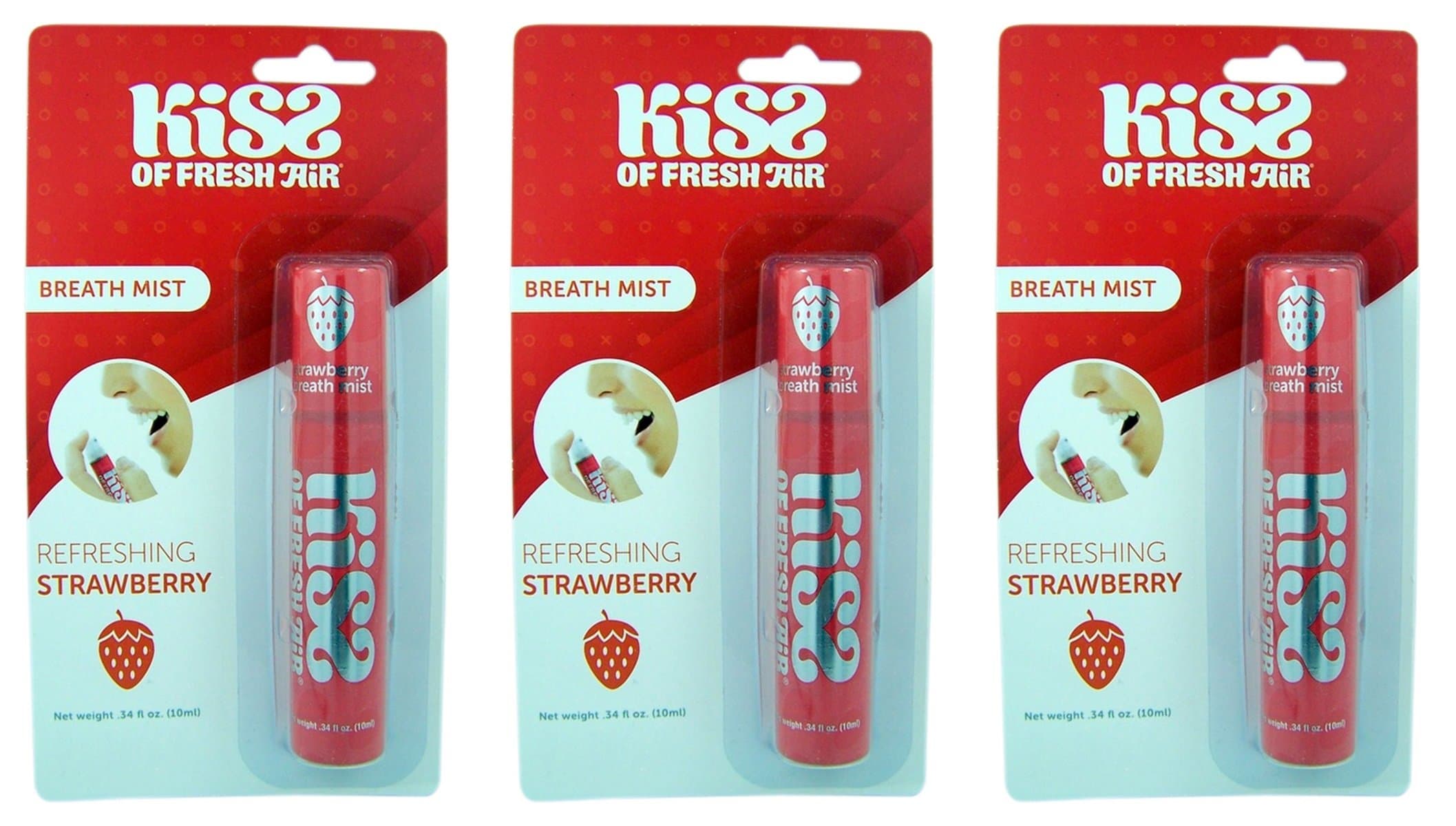 Pack of 3 Kiss of Fresh Air Breath Mist Freshener (Strawberry)