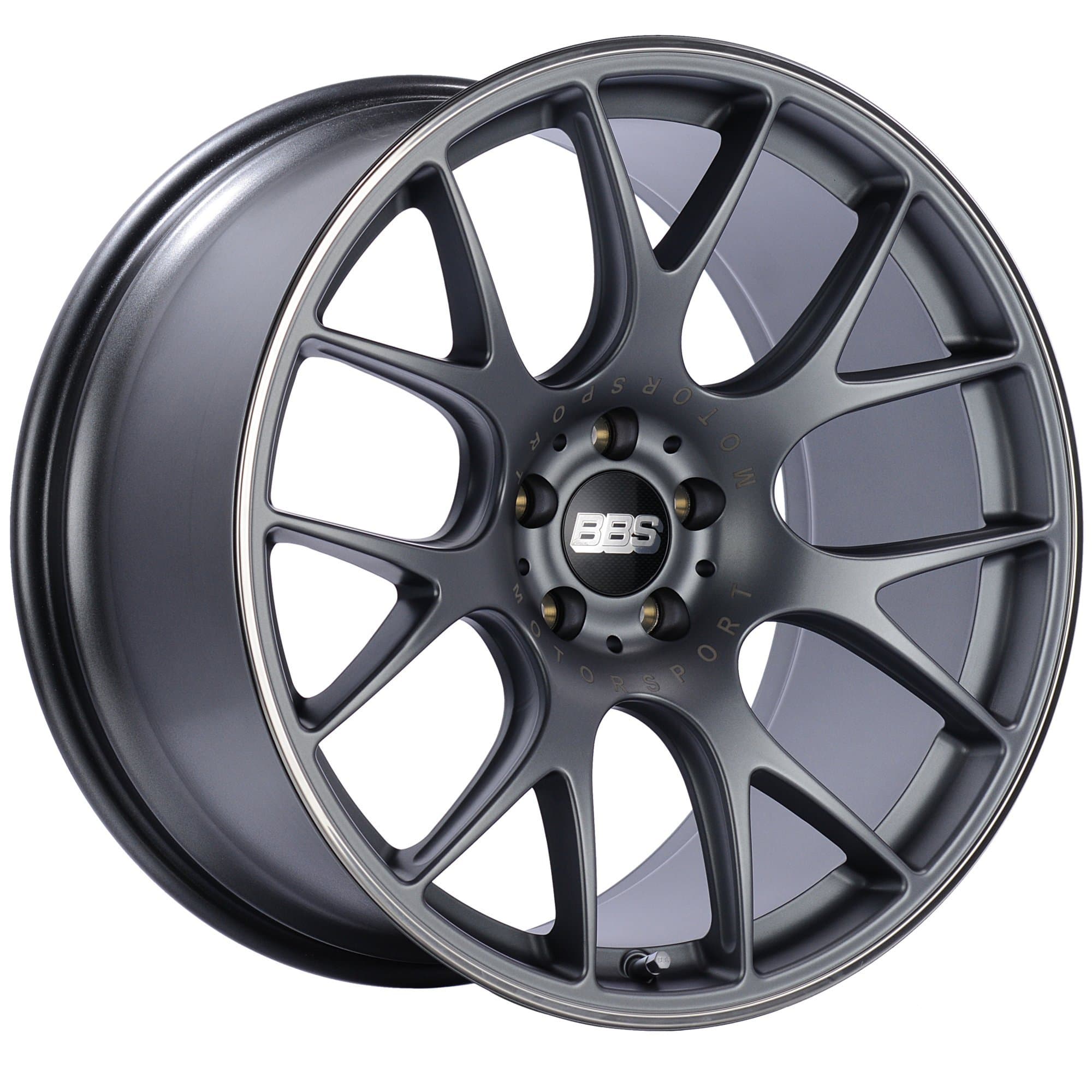 BBS CH-R Titanium Wheel with Painted Finish and Polished Stainless Steel Rim (19x8.5"/5x130mm, +51mm offset)