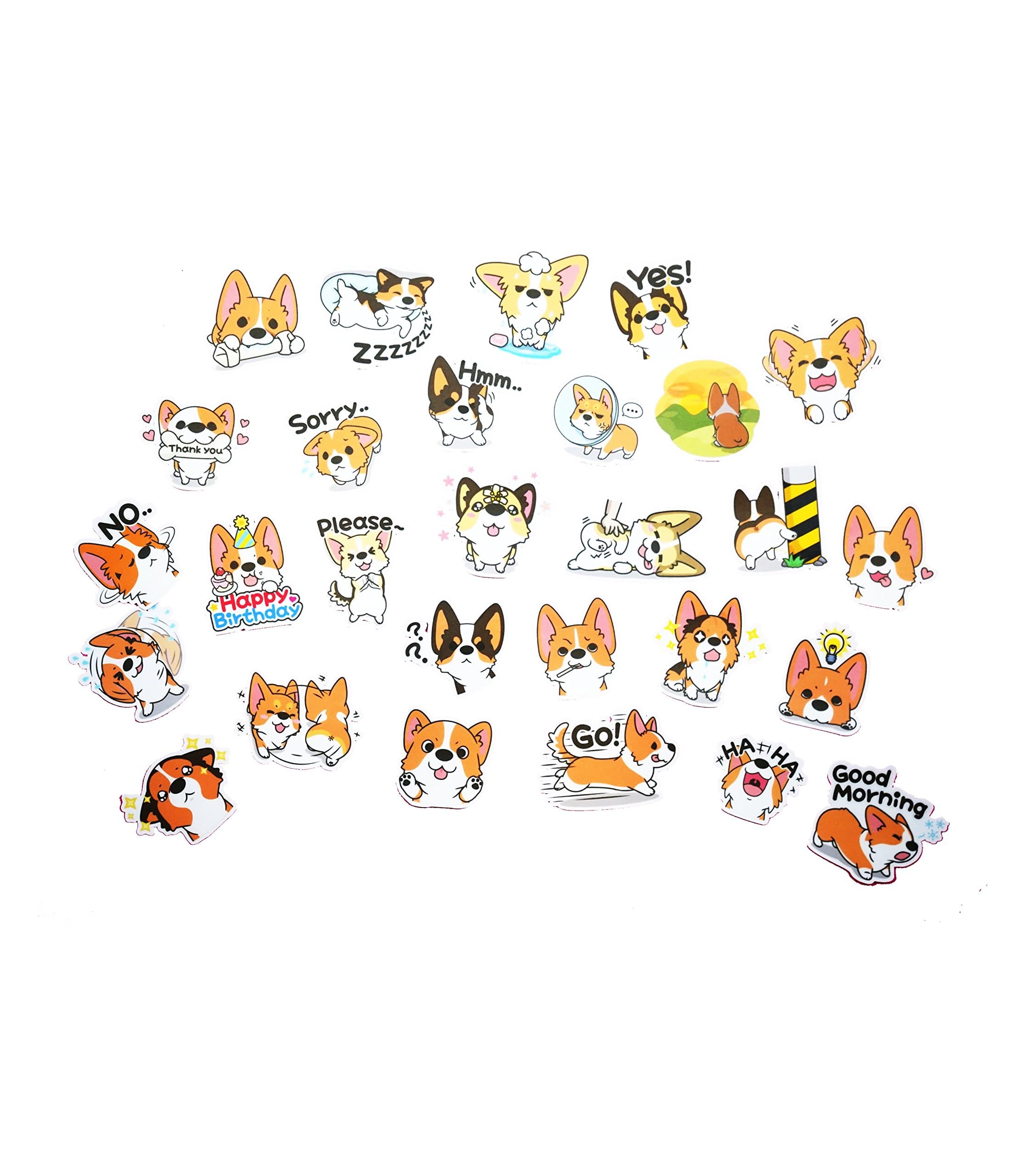 Nayothecorgi Cute Corgi Stickers (Set 1), Plastic Line Vinyl Stickers - Cute Stickers for Water Bottles, Laptops, Phones, Mugs, Pens & More - Waterproof Stickers for Corgi Lovers - 4” x 2.5” x 0.1”