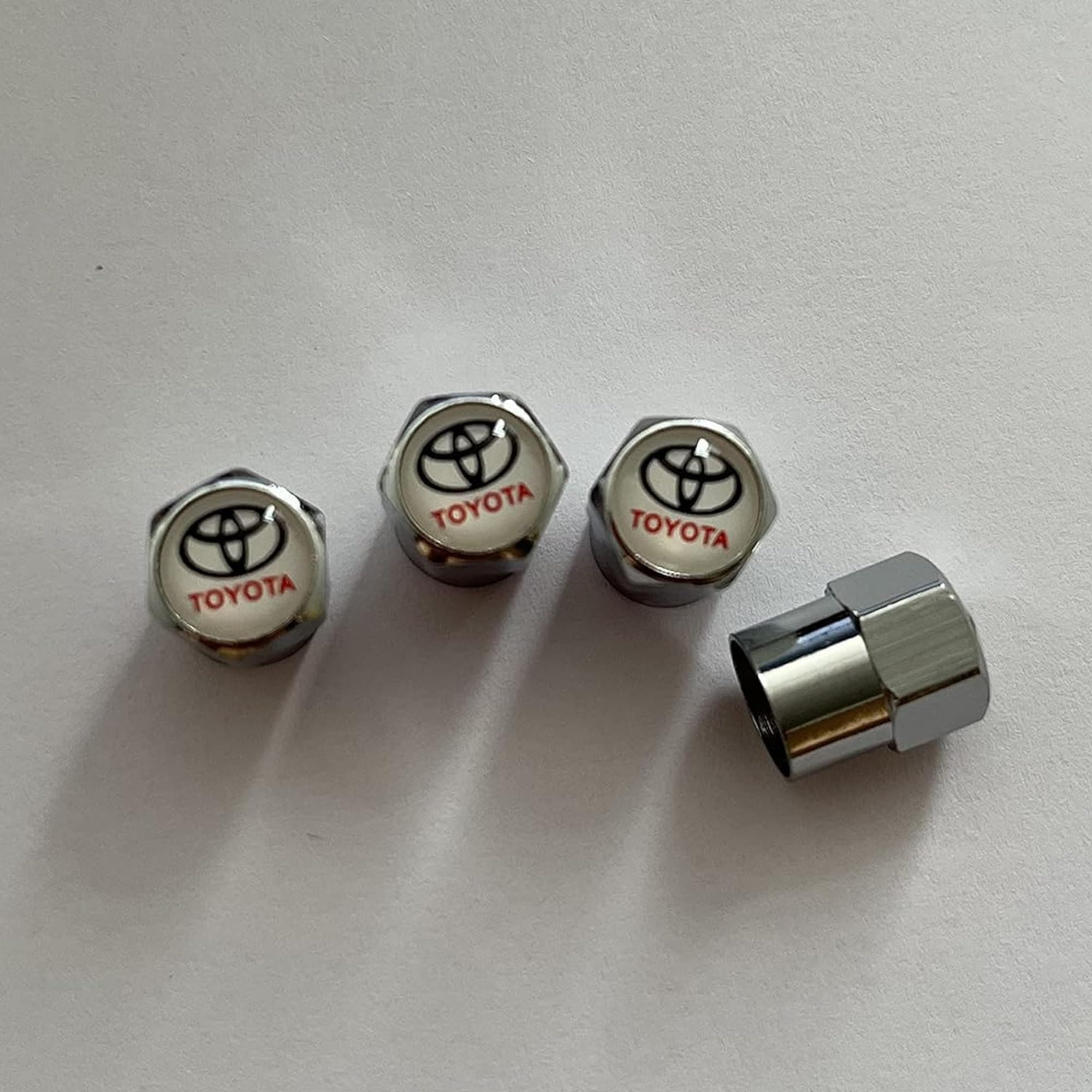 Sulfar 4pcs Car Tire Air Valve Caps- Auto Wheel Tyre Dust Stems Cover with Logo Emblem Waterproof Dust-Proof Universal fit for All Cars (016 toyota silver)