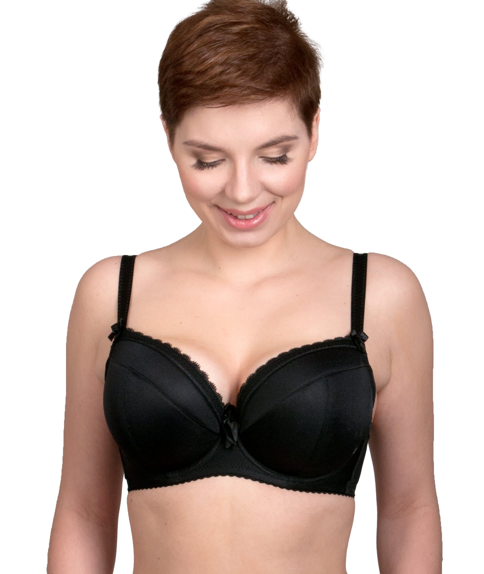 Comexim Women's Black T-Shirt Full Bust Plunge DD+ Bra