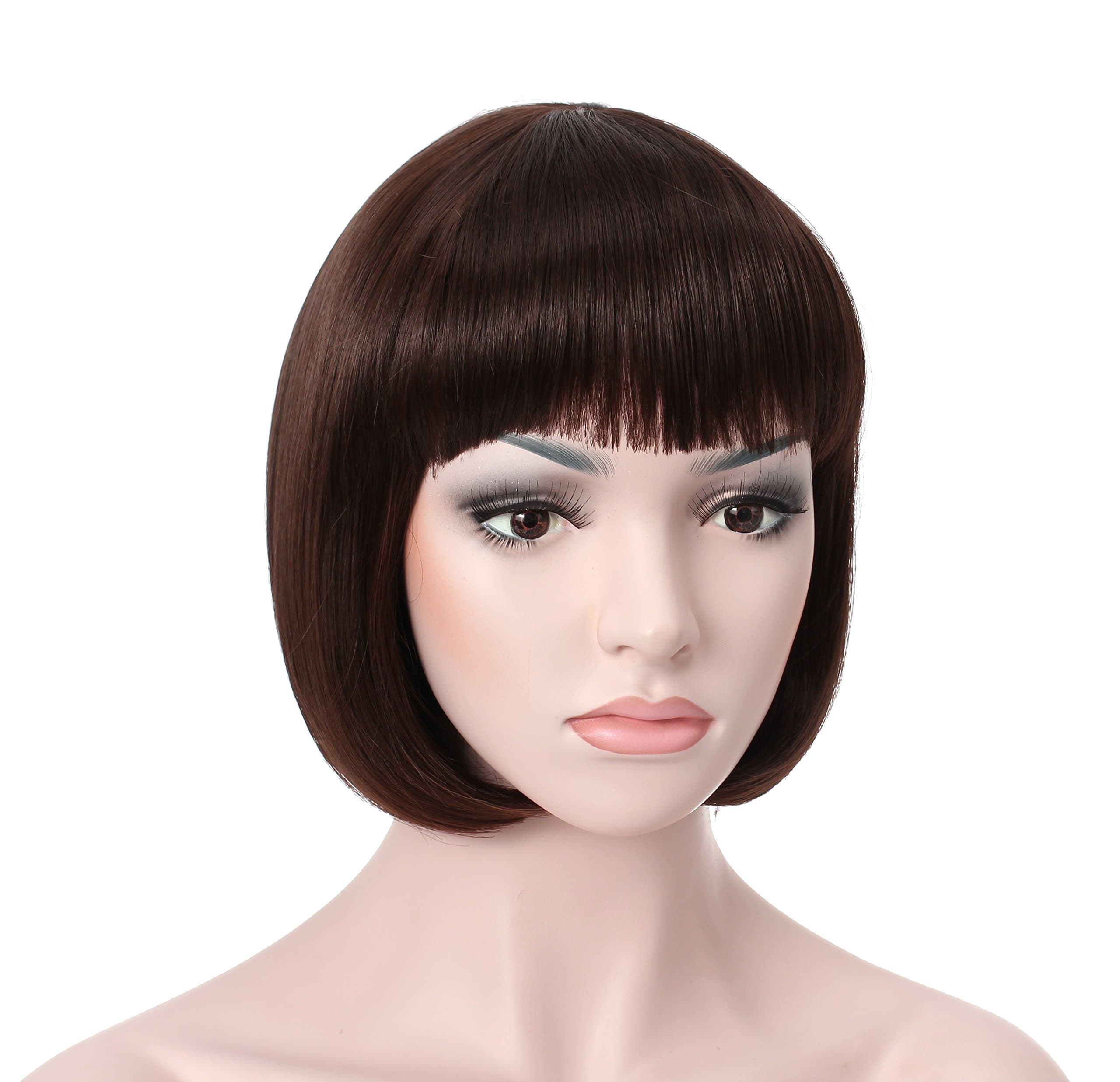 Onedor(6 - Medium Chestnut Brown) - 25cm Short Straight Hair Flapper Cosplay Costume Bob Wig (6 - Medium Chestnut Brown)