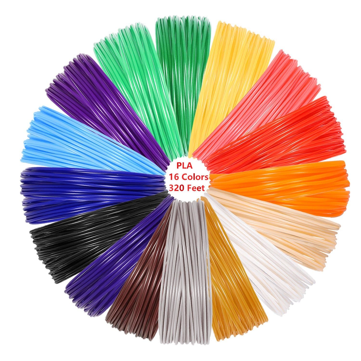 Afufu 3D Pen PLA Filament Refills 1.75mm 16 Piece 20 Feet Each Color 3D Printing Filament in Multi Color (320 Feet)