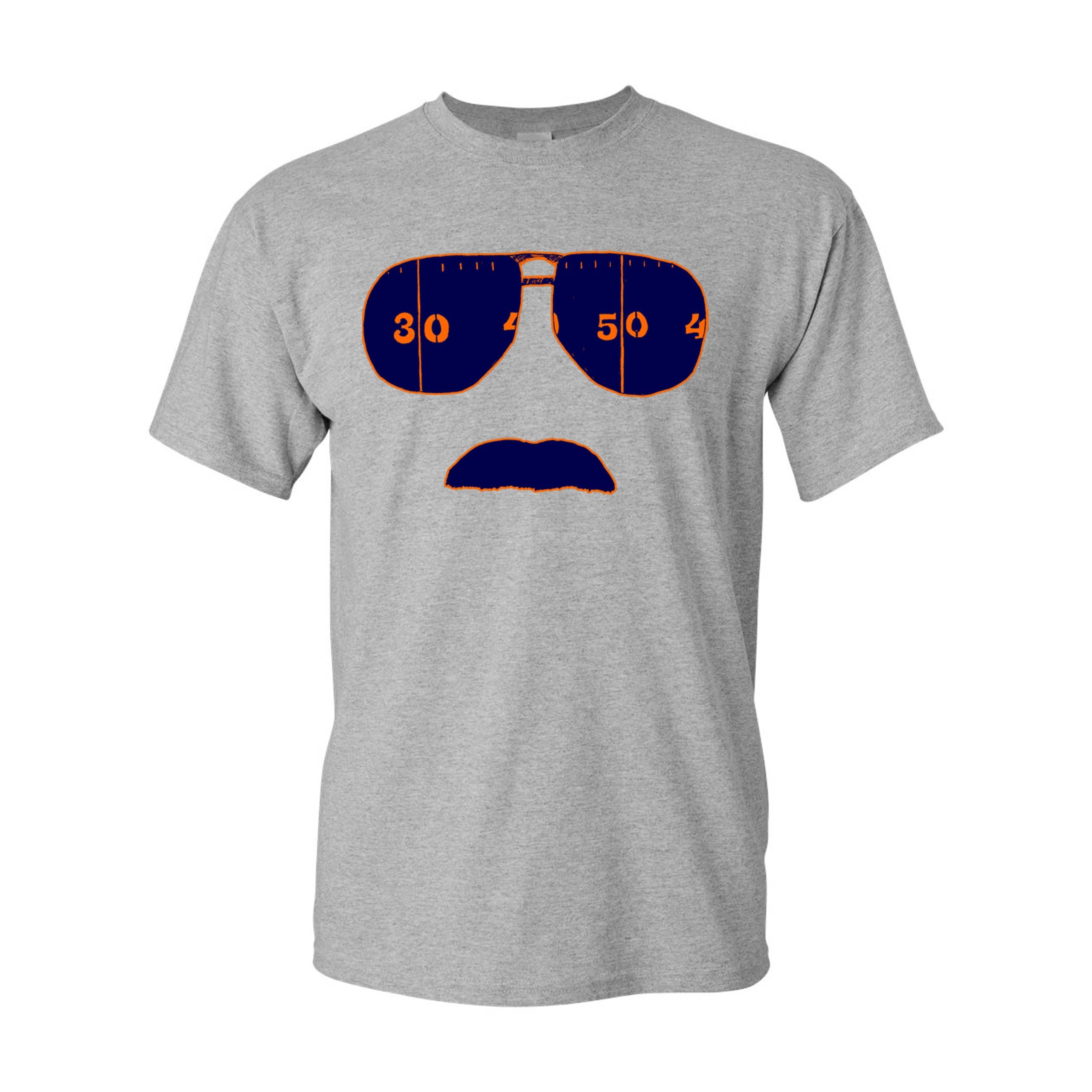 Men's Chicago Ditka Glasses and Stache Parody T-Shirt Heather Grey