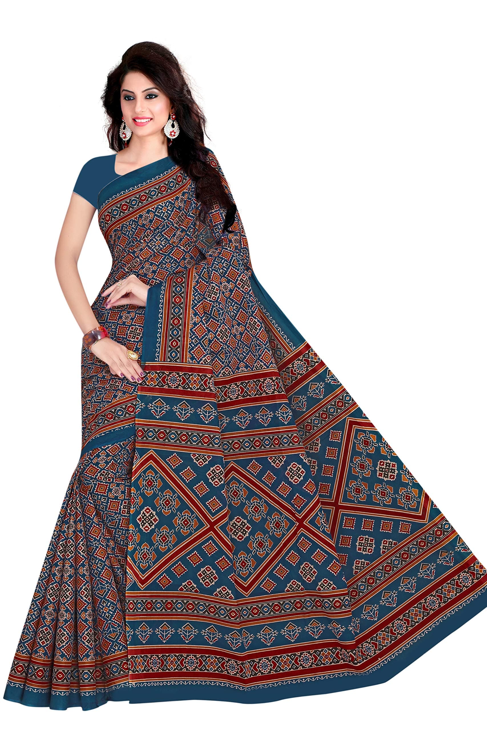Women's Ikat Pure Cotton Saree Without Blouse Piece(2225)