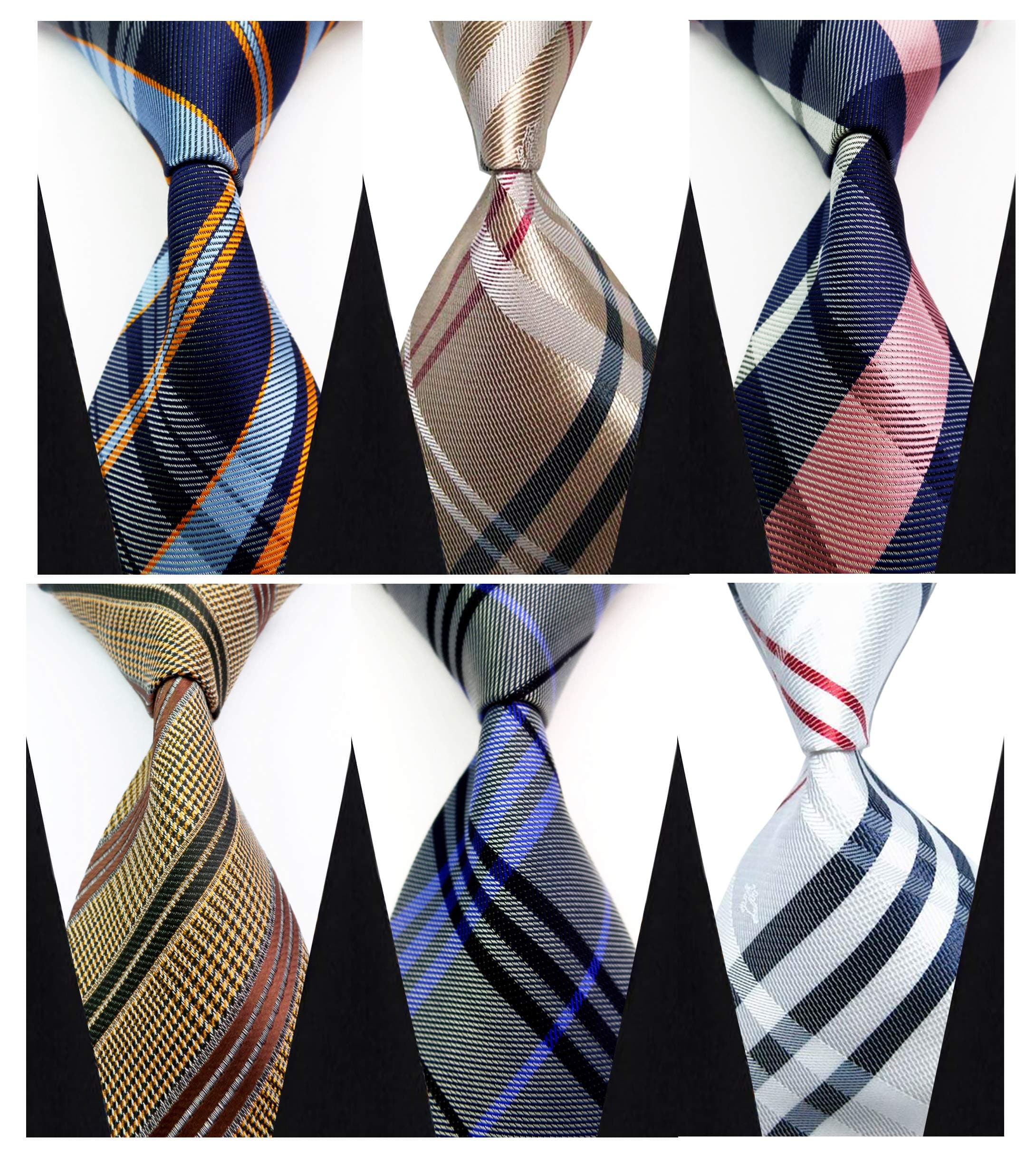 Set of 6 w3dayup mens Classic Tie Necktie Woven JACQUARD Neck Ties For Men 6pt003