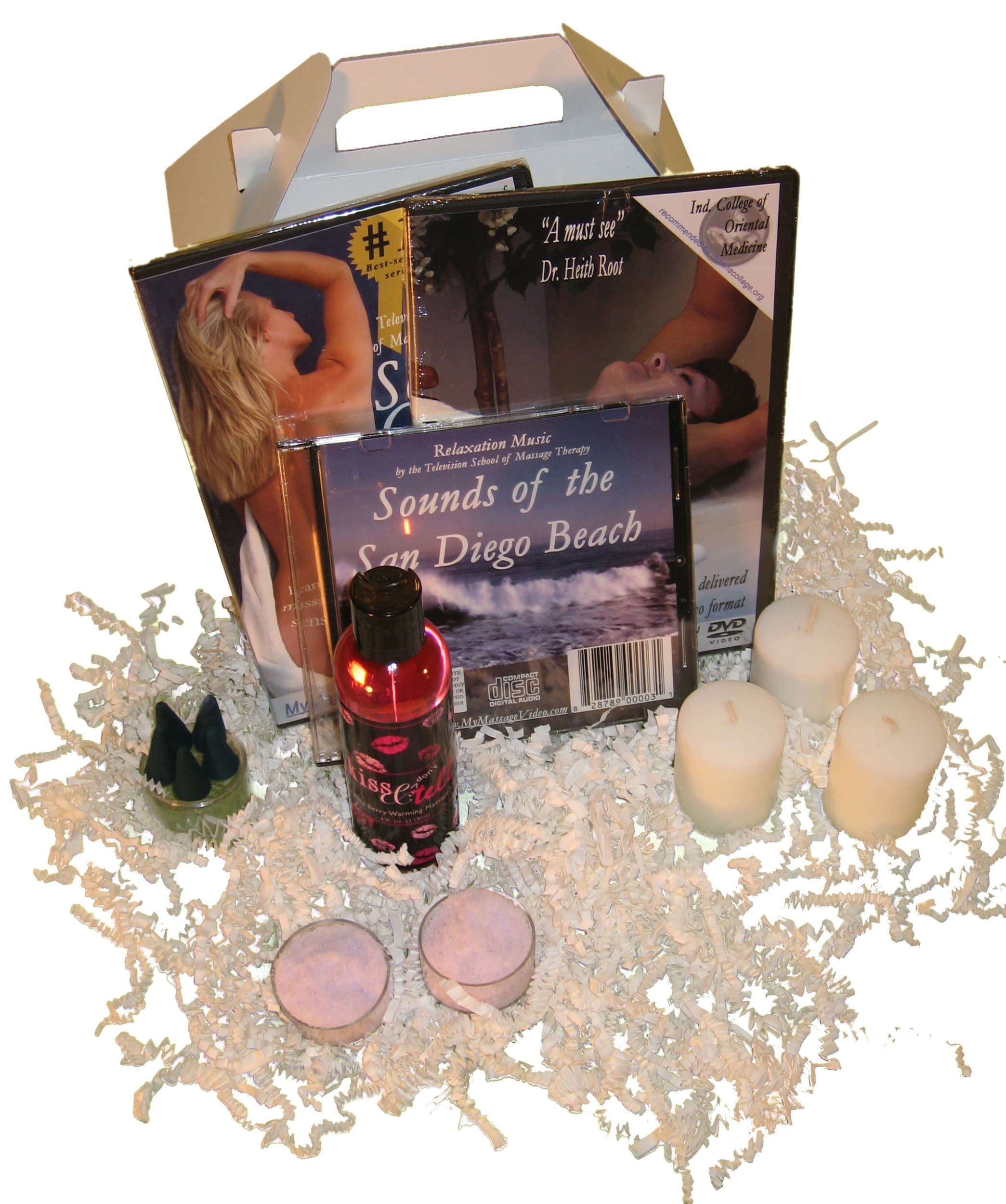 The For Her Massage Gift Basket Kit: Sensual Woman's Massage DVD / Sports Massage for Women, Relaxation Music, Bonus DVD (3 DVD/1 CD)