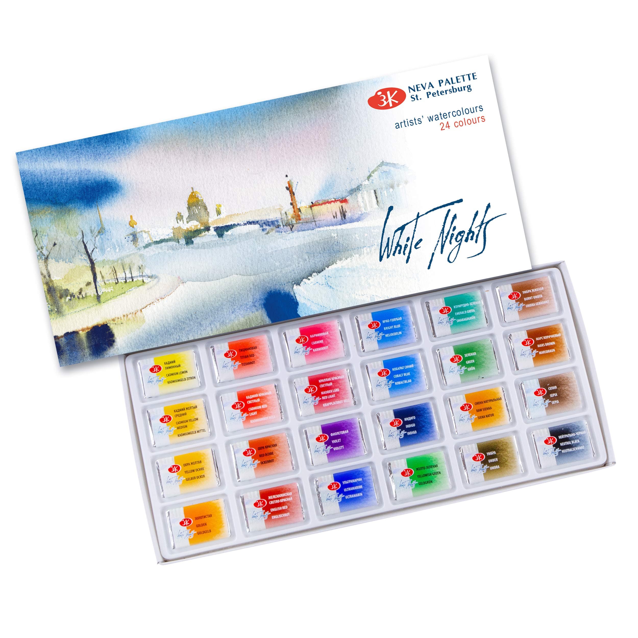 White Nights Watercolours Russian Artist's Paints with 24 Blocks