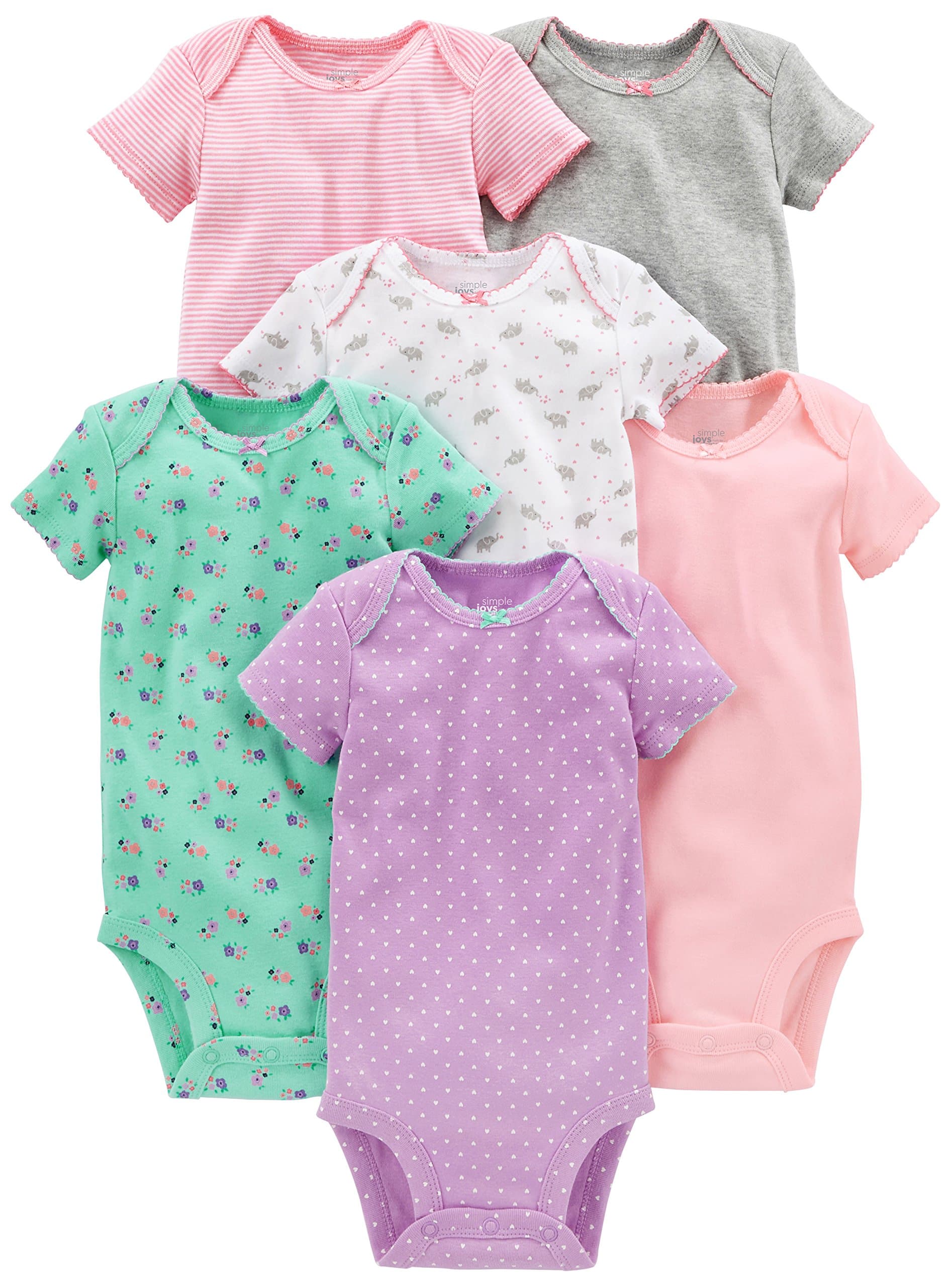 Simple Joys by Carter'sBaby Girls' Short-sleeve Bodysuit, Pack of 6