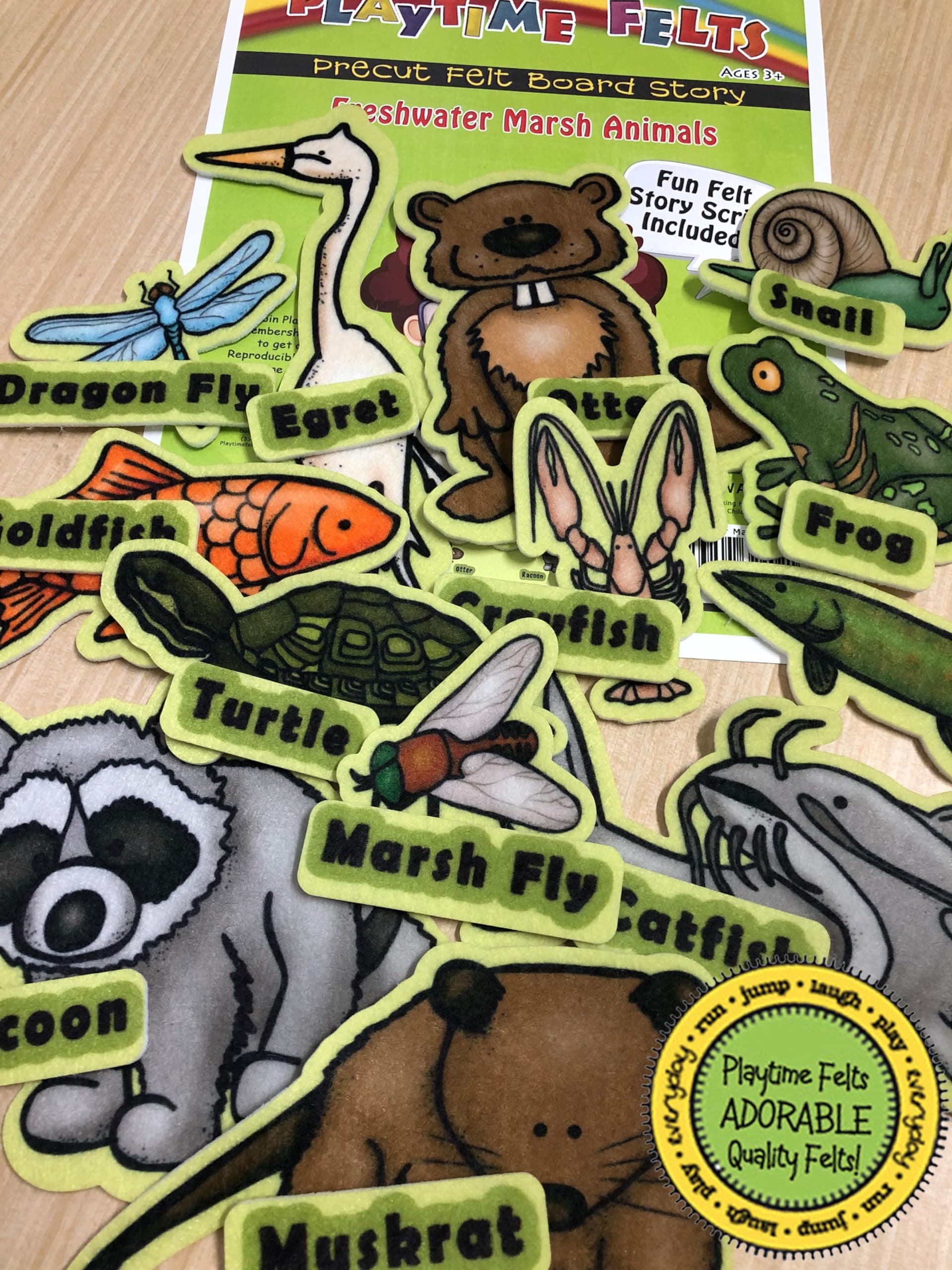Freshwater Marsh Animals 26 Adorable PRECUT & Ready to Play Felt Figures for Flannel Board Teaching for Toddlers, Preschoolers and Kindergarten - Durable Felt Characters
