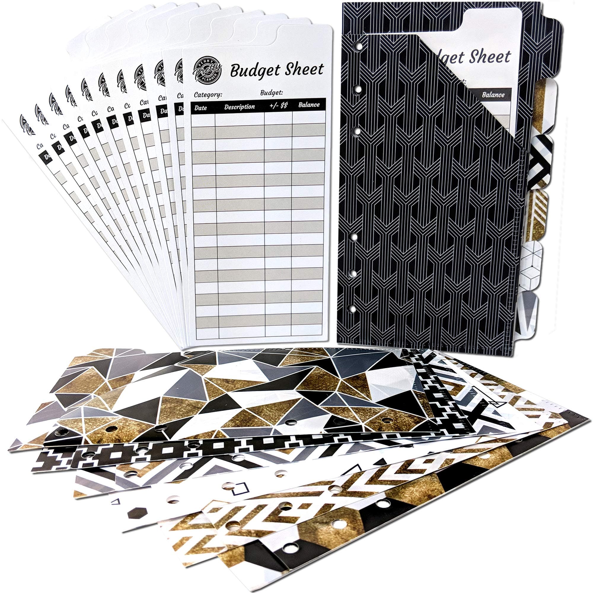 Vertical Tabbed Plastic Budget Envelopes for Budget Planner Organizer Wallet - Cash Envelopes, Budget Sheets for Cash Envelope System Wallet, Coupon Organizer, Financial Planner, Cash Envelope Wallet