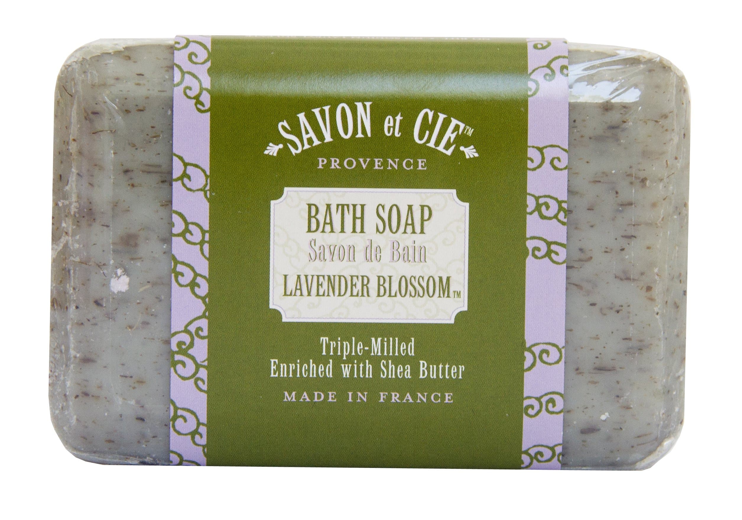 Savon et Cie Triple Milled Soap enriched with Organic Shea Butter, 100% Pure Vegetable Based, Natural Exfoliating Bath Soap, Luxurious Lather, Paraben Free - French Lavender Blossom, 7 oz (200gr)