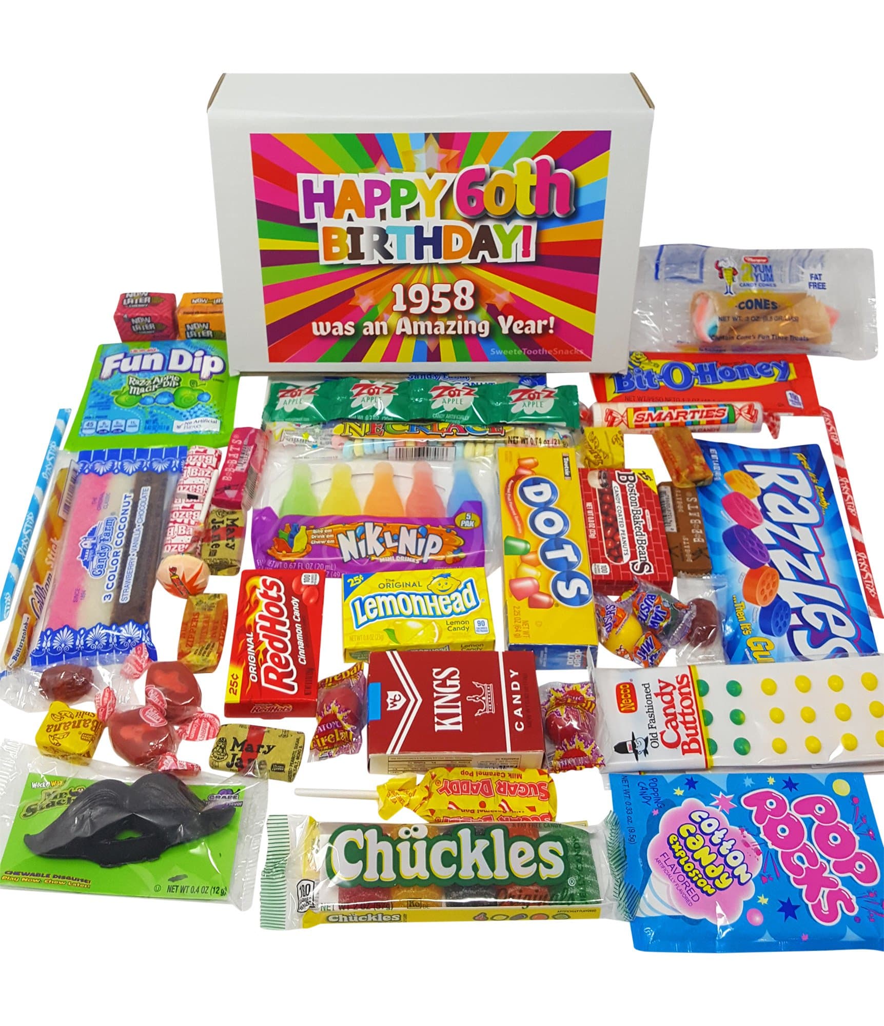 60th Birthday Candy Gift Box Full of Nostalgic Candy for 1958
