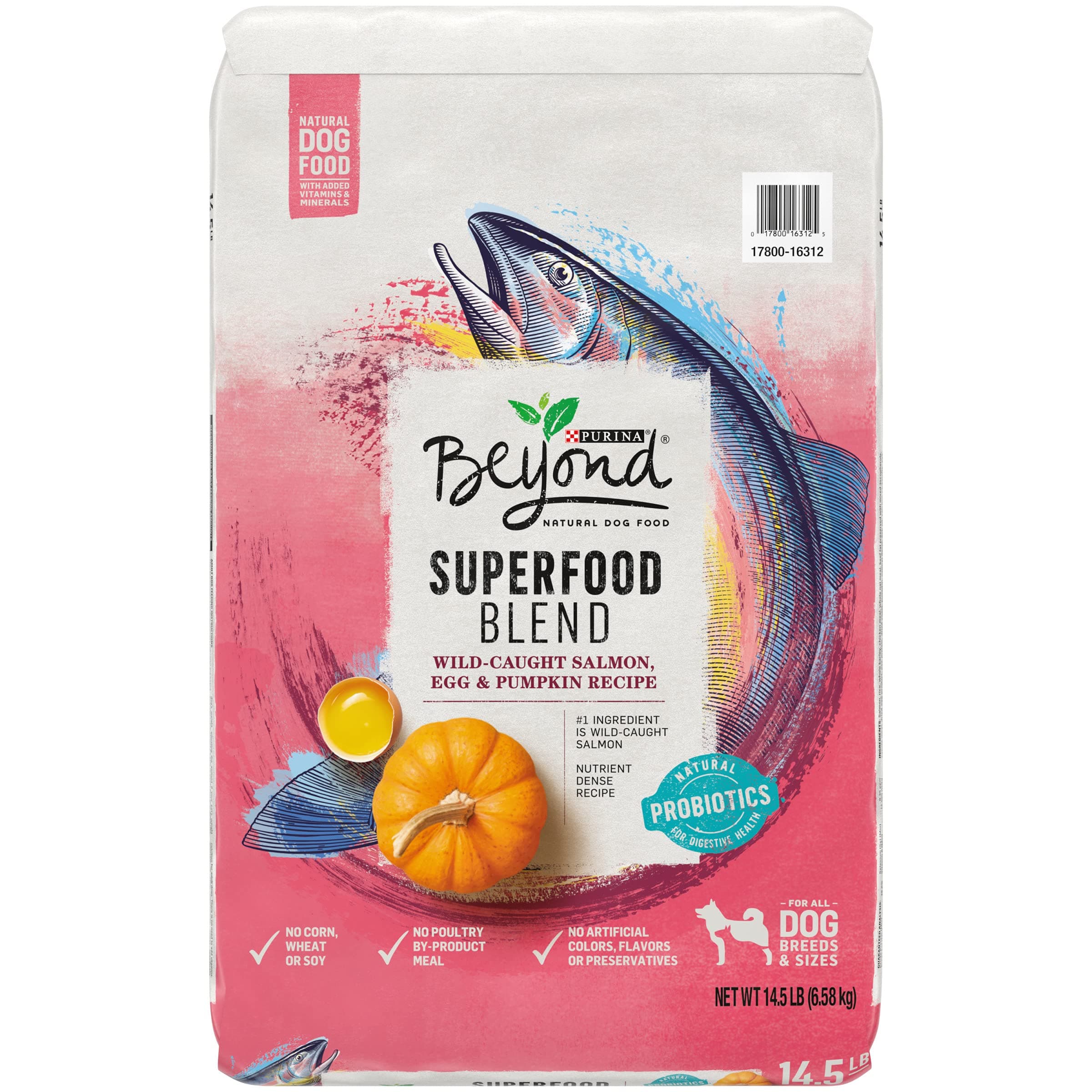 Purina Beyond Natural Dry Dog Food, Superfood Blend Salmon, Egg & Pumpkin Recipe - 14.5 lb. Bag
