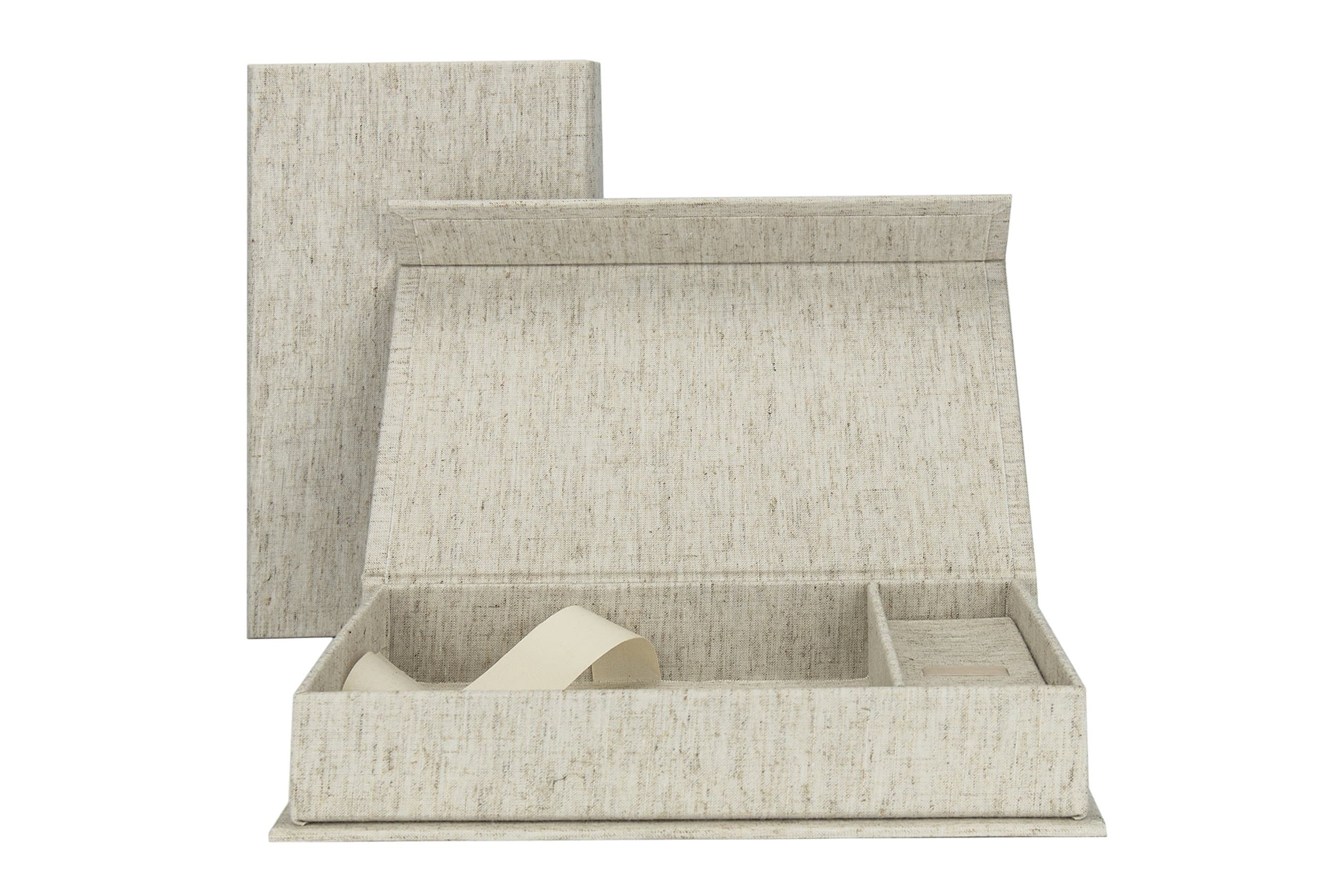 Wedding USB storage box with photo box, 13 cm x 18 cm Linen.