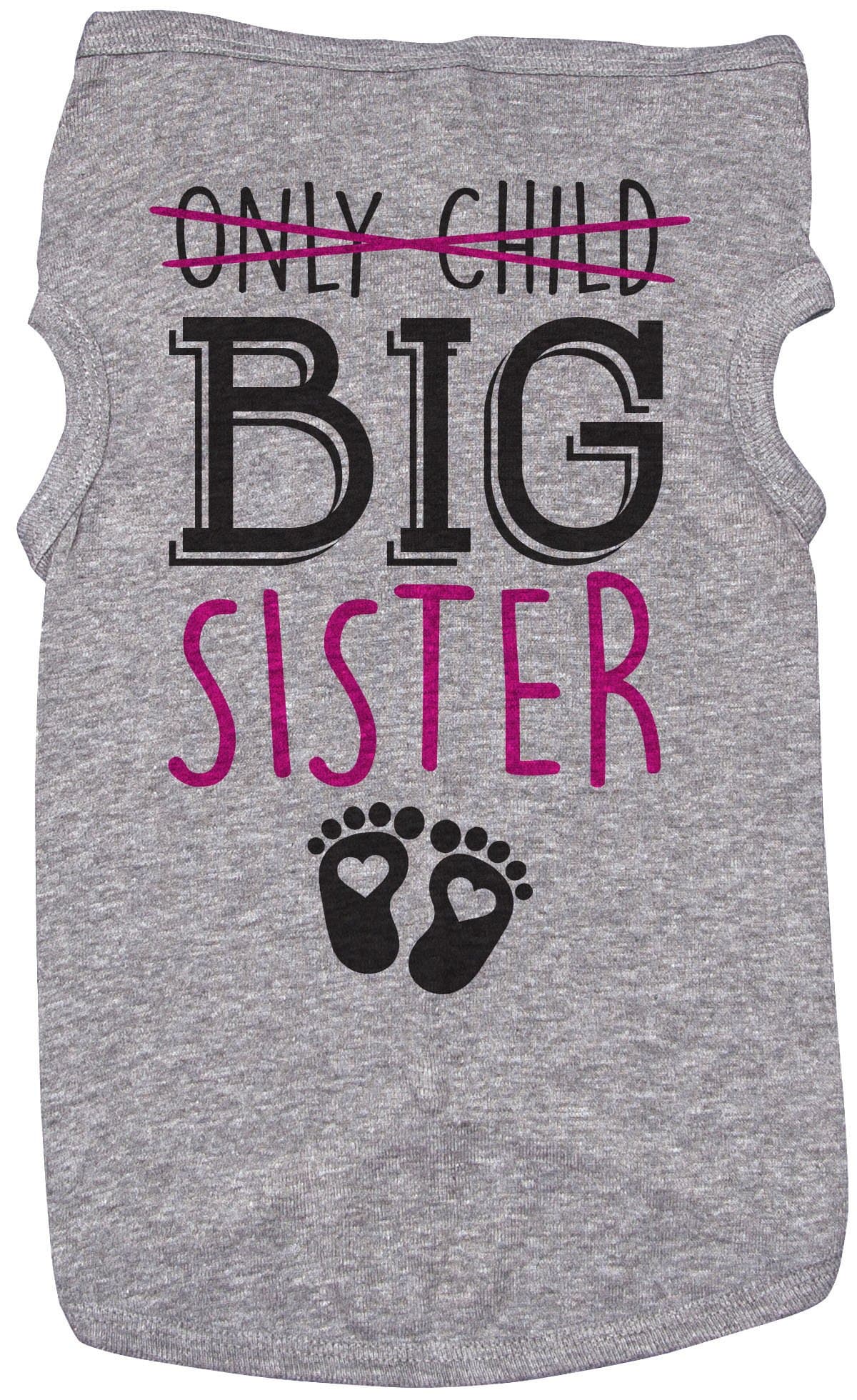 Big Sis Shirt for Dogs/ONLY Child, Big Sister/Grey Puppy Tee (Small)