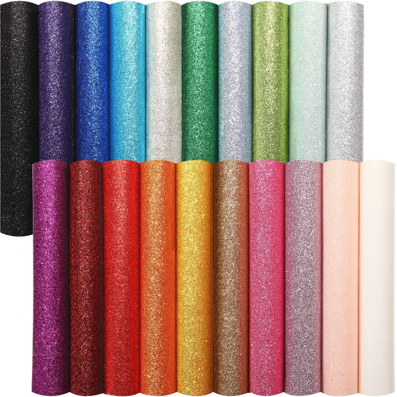 WILLBOND 20 Pieces Shiny Glitter Faux Leather Sheets PU Faux Leather Fabric Sheet for DIY Crafts Wedding Sewing Making Earrings Crafts Hair Bows Clips Decoration Favors, 8.3 x 11.8 Inches