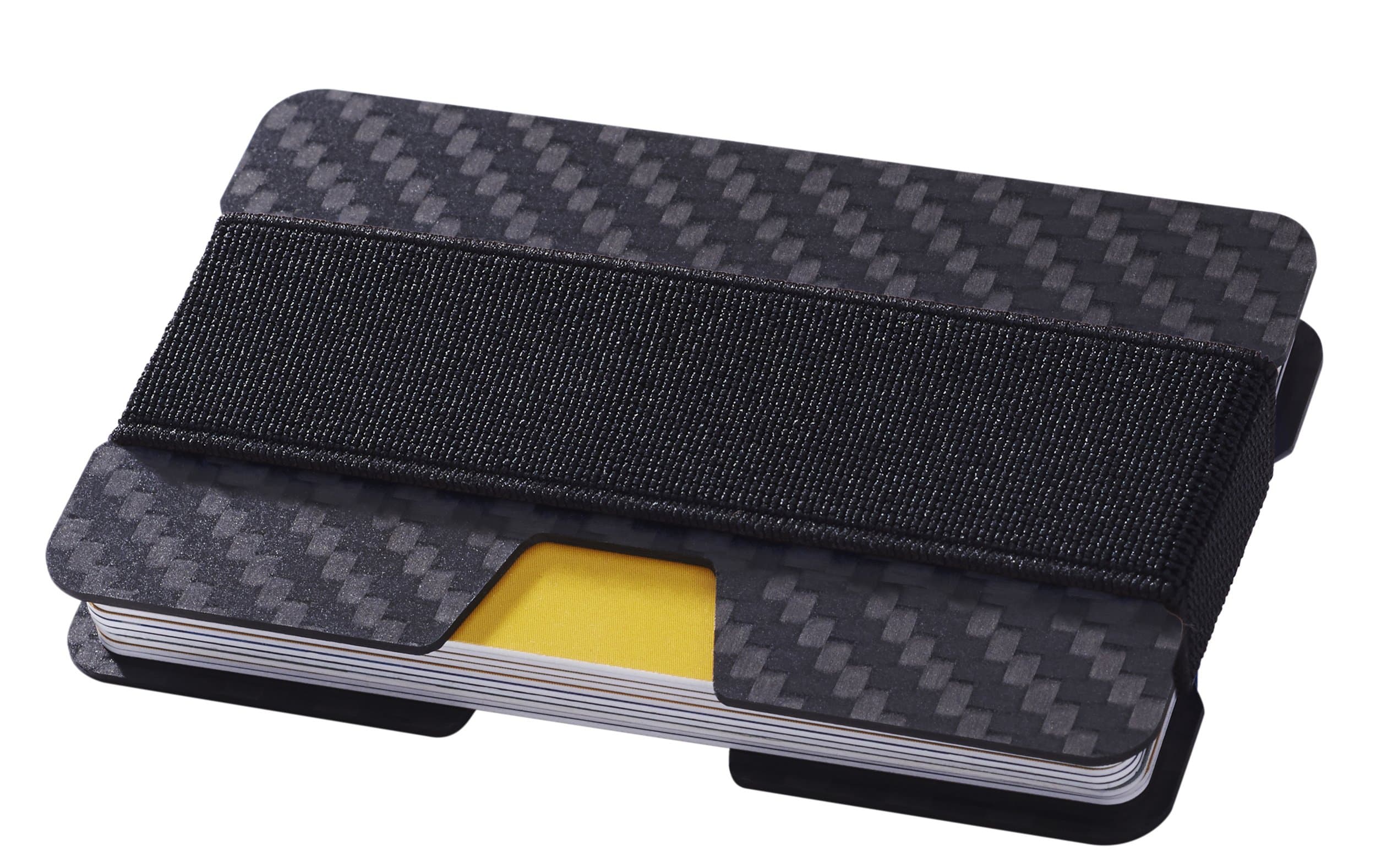 Isooak Credit Card Holder Slim Black Carbon Fiber Card Case Wallet (black1)