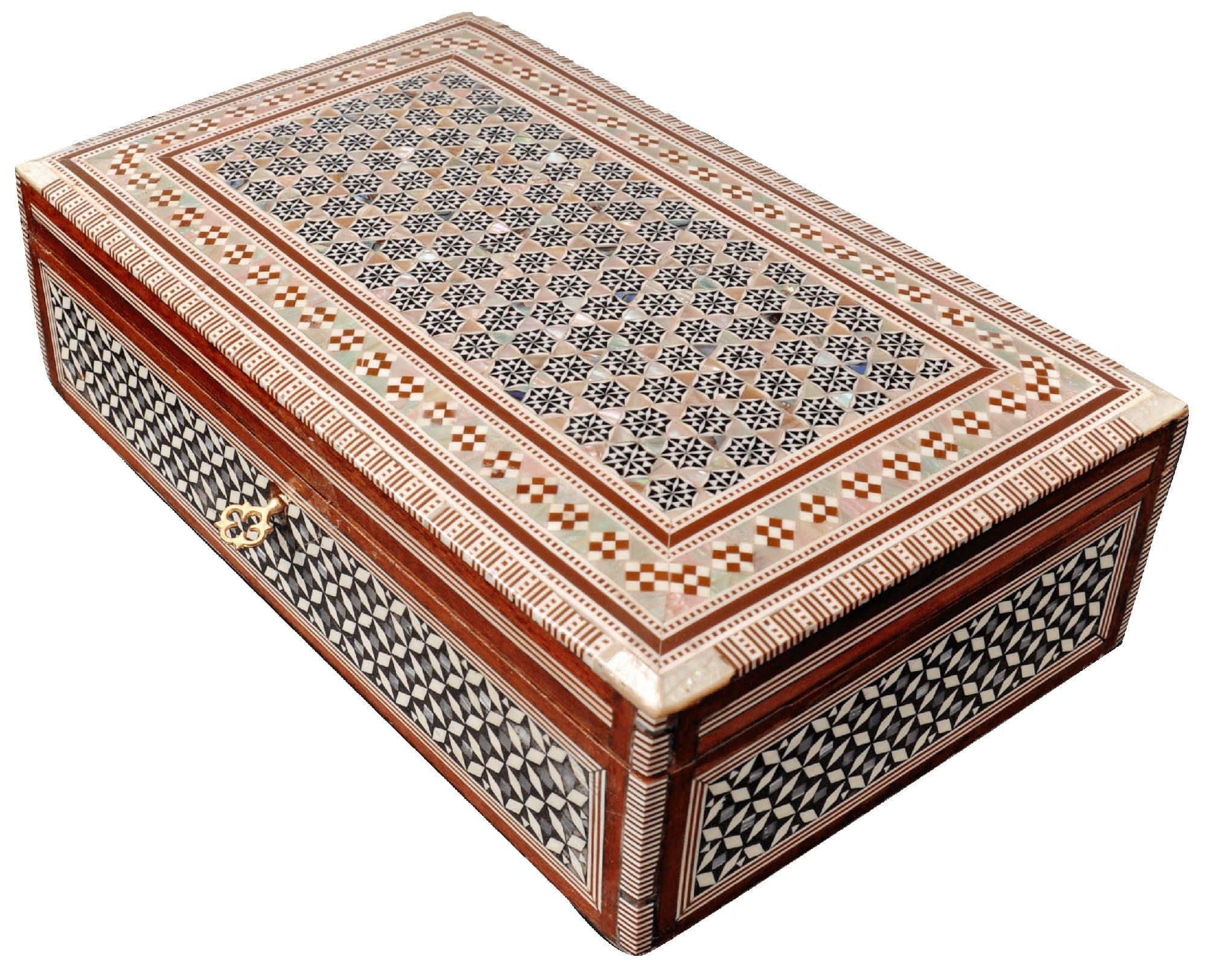 CraftsOfEgypt Jewelry Box Mother of Pearl - Egyptian Decorative Mosaic Jewelry Trinket Box - Convenient Inlaid Box for Jewelry and Other Small Items – Ideal Trinket Box for Gifting a Loved One