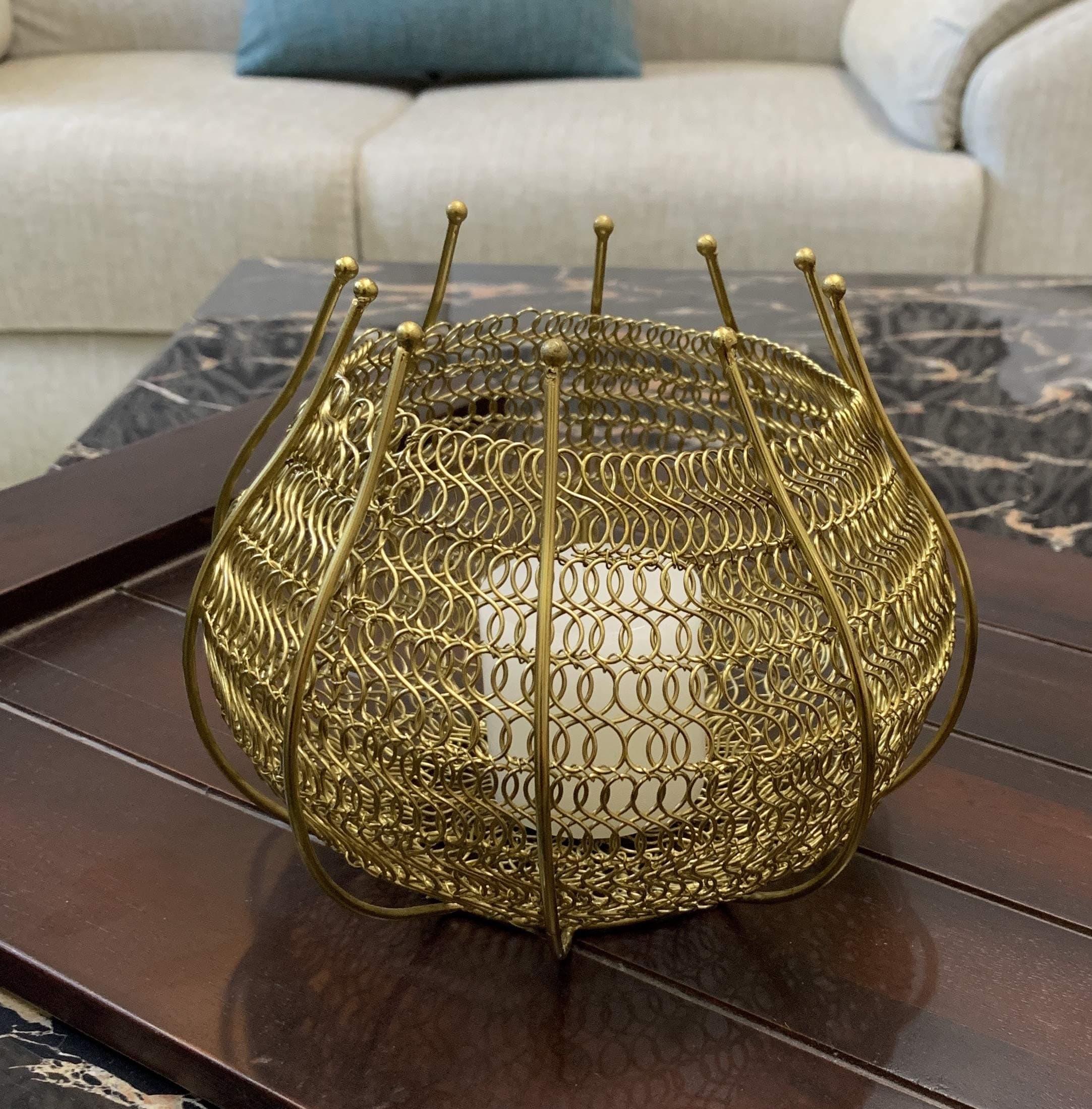 Kraftyhome Stylish Gold Candle Holder | Candle Holder for Home Decor | Round -SGL