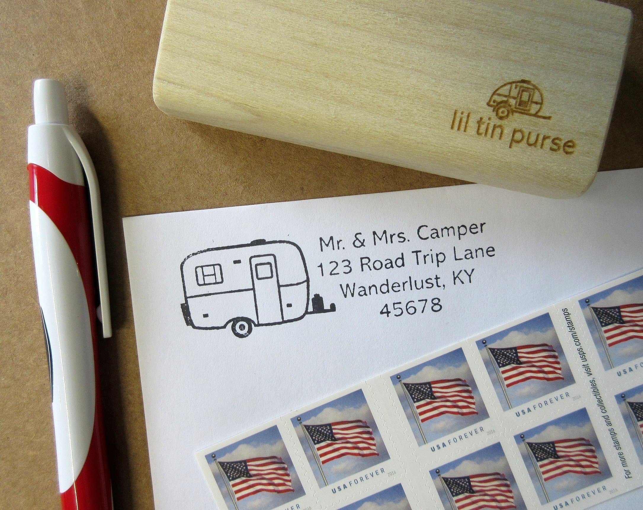 Egg Camper Fiberglass Travel Trailer Personalized Address Stamp