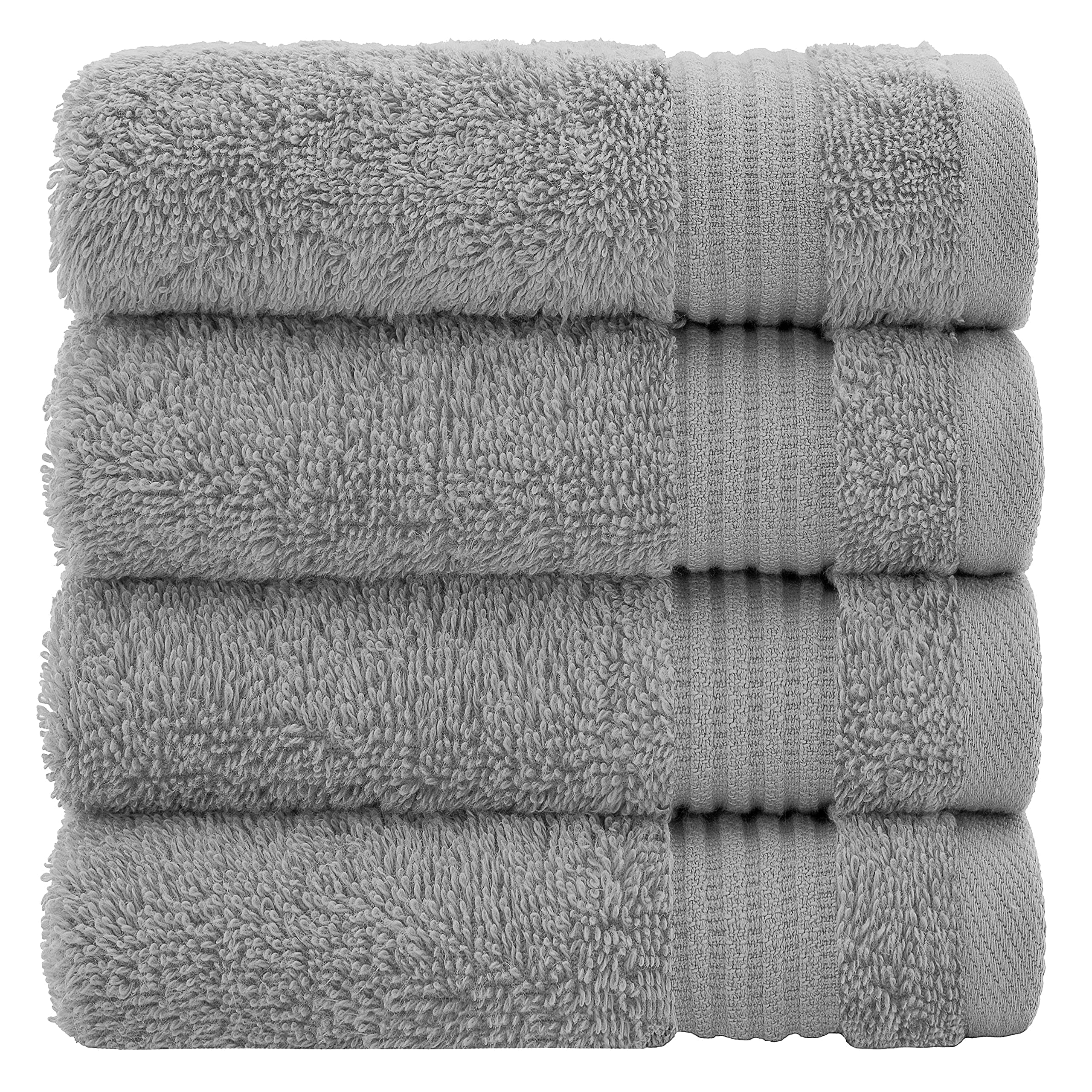 Cotton Paradise 100% Cotton Turkish Washcloth Set for Bathroom, 4 Piece Soft Absorbent Small Towels Wash Rags, Light Gray